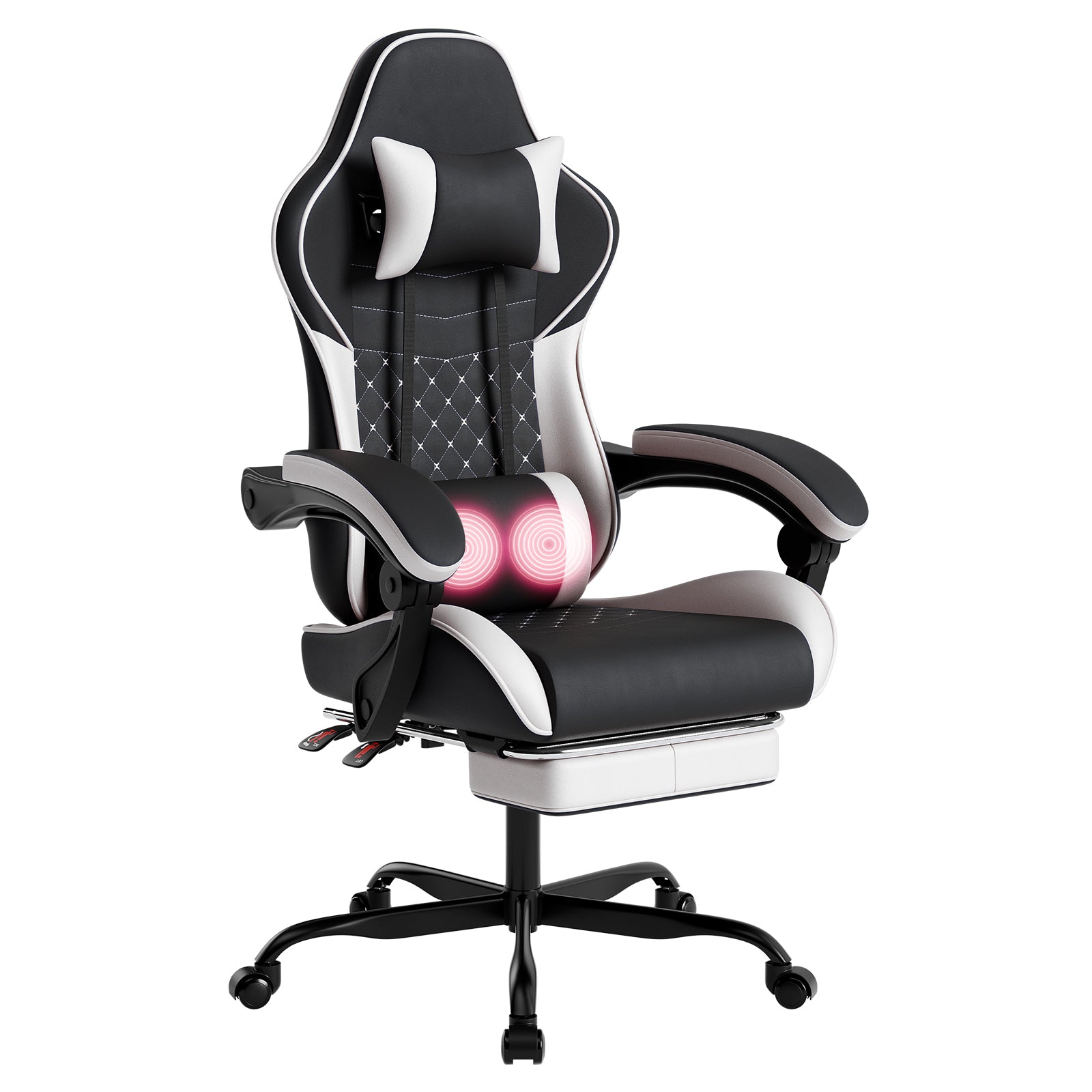 Ergonomic Gaming Chair with Massage Lumbar Support and Footrest