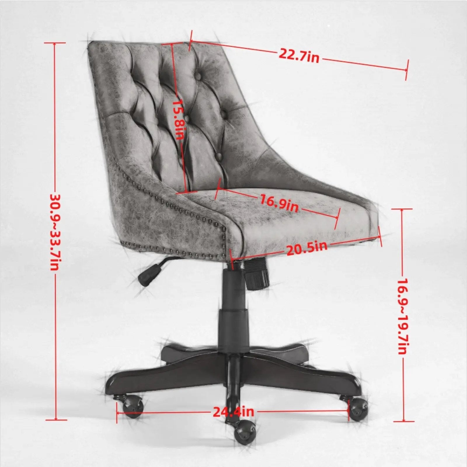 Medieval Retro Style Sheepskin Pattern Fabric Home Office Chair with Lift, Swivel and Recline Functions