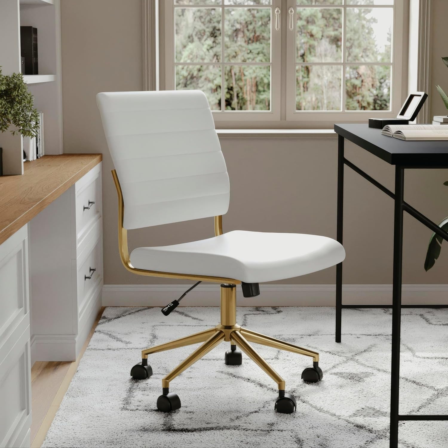 Martha Stewart Ivy Upholstered Office Chair, White