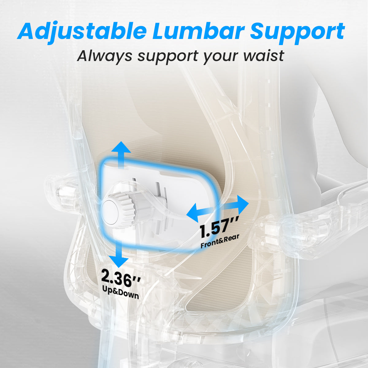 White and khaki ergonomic office chair with mesh back, headrest, footrest, and adjustable lumbar support for home office use.