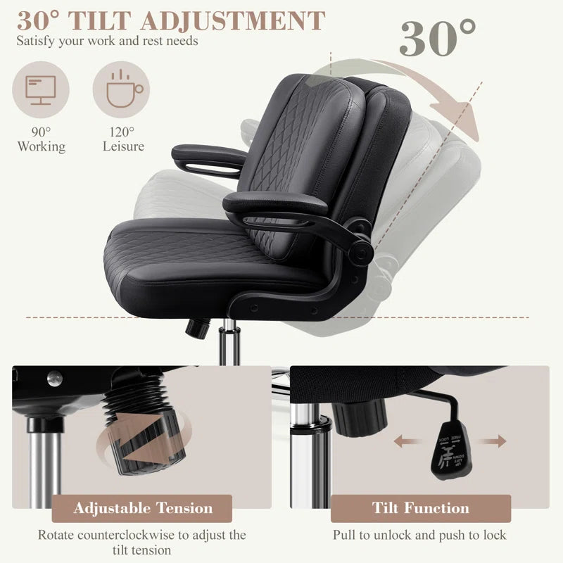 Big and Tall Office Chair 400Lbs, Adjustable Lumbar Support Executive Office Chair