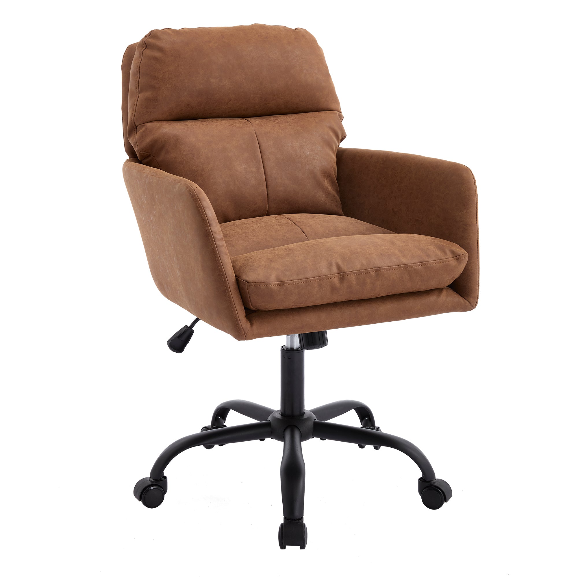 Brown PU Leather Office Chair, Adjustable Height