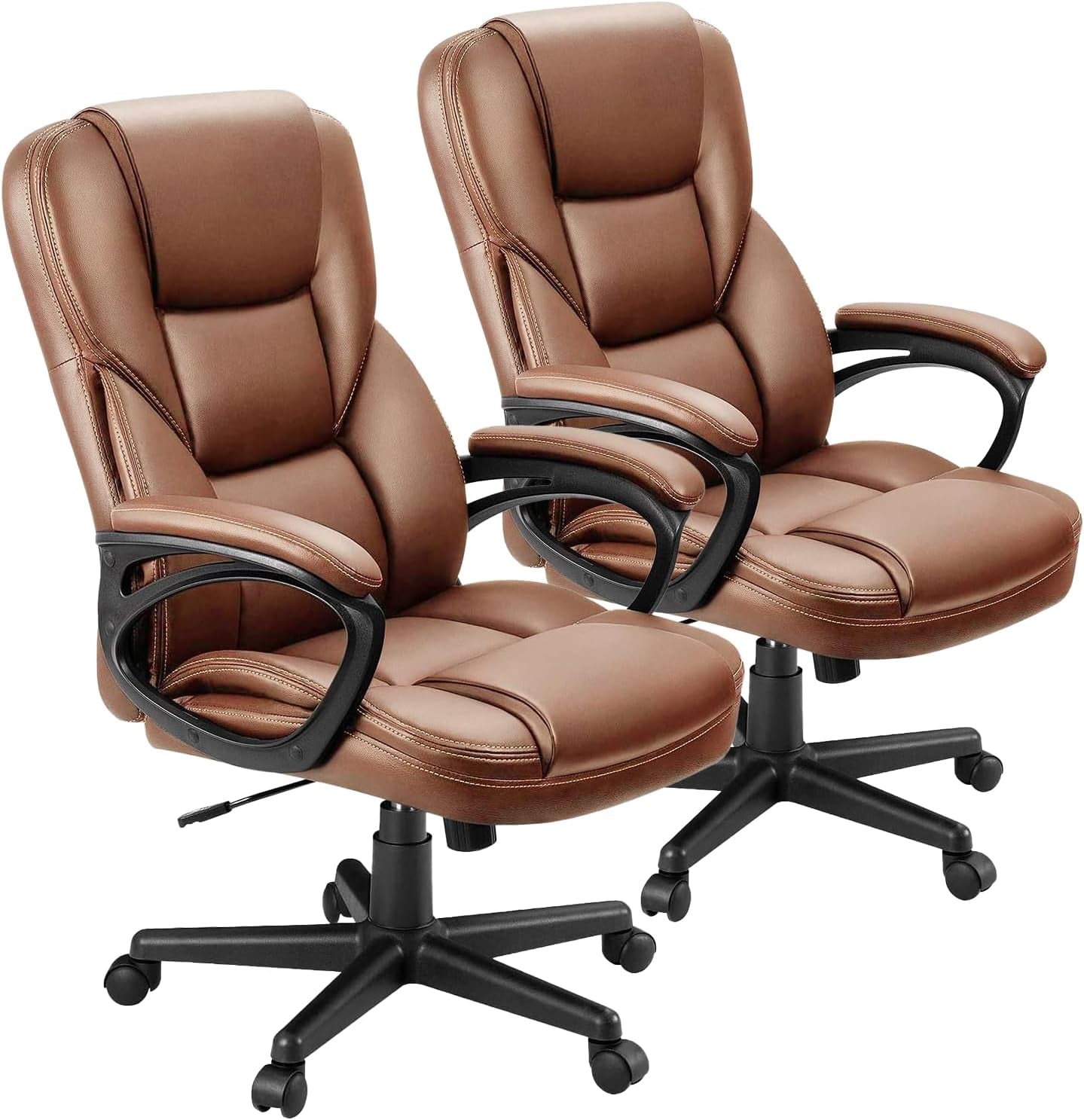 Furmax Office Executive Chair High Back Adjustable Managerial Home Desk Chair, Swivel Computer PU Leather Chair with Lumbar Support (1, Black)