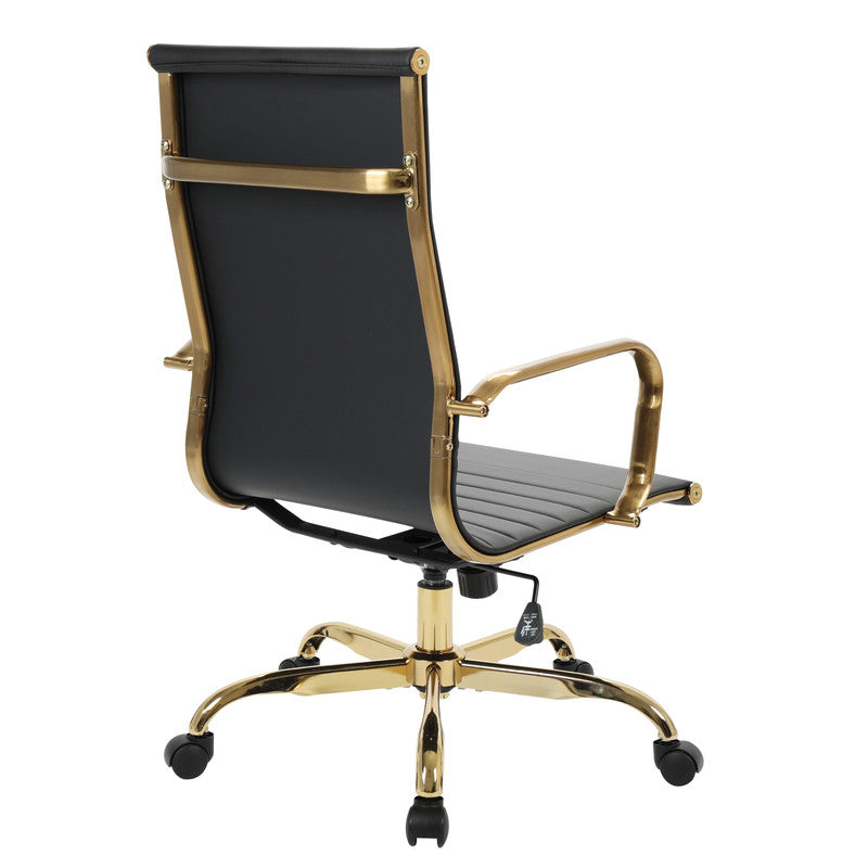 17 PCS Harris Modern High-Back Leather Upholstered Office Chair with Tilt & Swivel for Home Office - Black