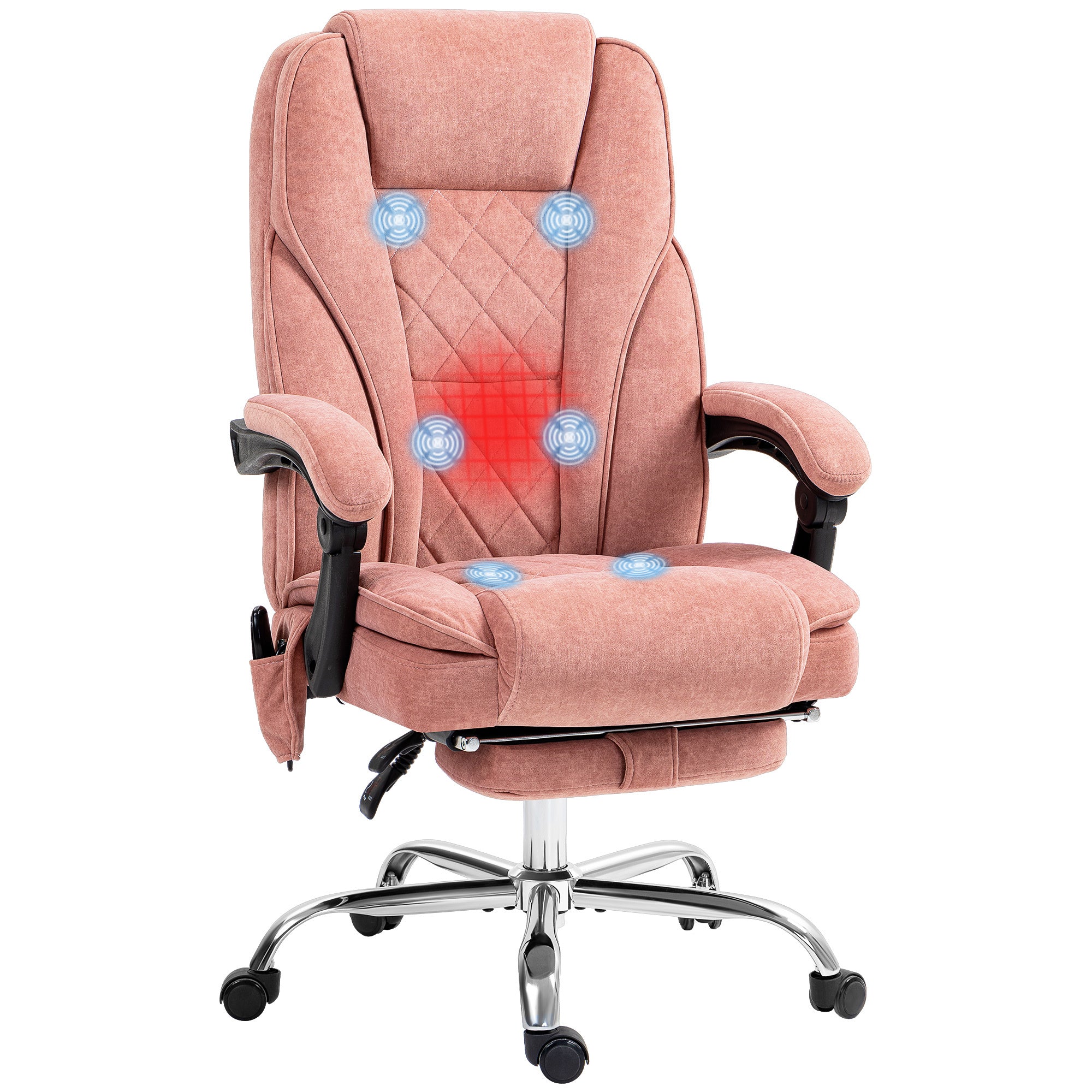 Vinsetto Massage Office Chair with Footrest and Heat, Pink - Platinum-Level Office Chairs