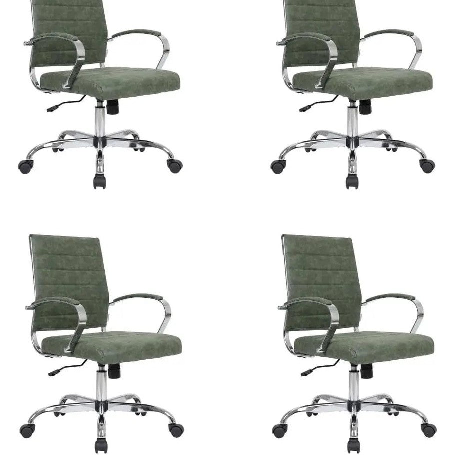 Leisuremod Benmar Leather Office Desk Chair, Mid-Back Ergonomic Swivel Chair with Lumbar Support, Adjustable Height, Tilt Lock, Cushioned Seat & Back, Home Office Task Chair (Tan, Single)