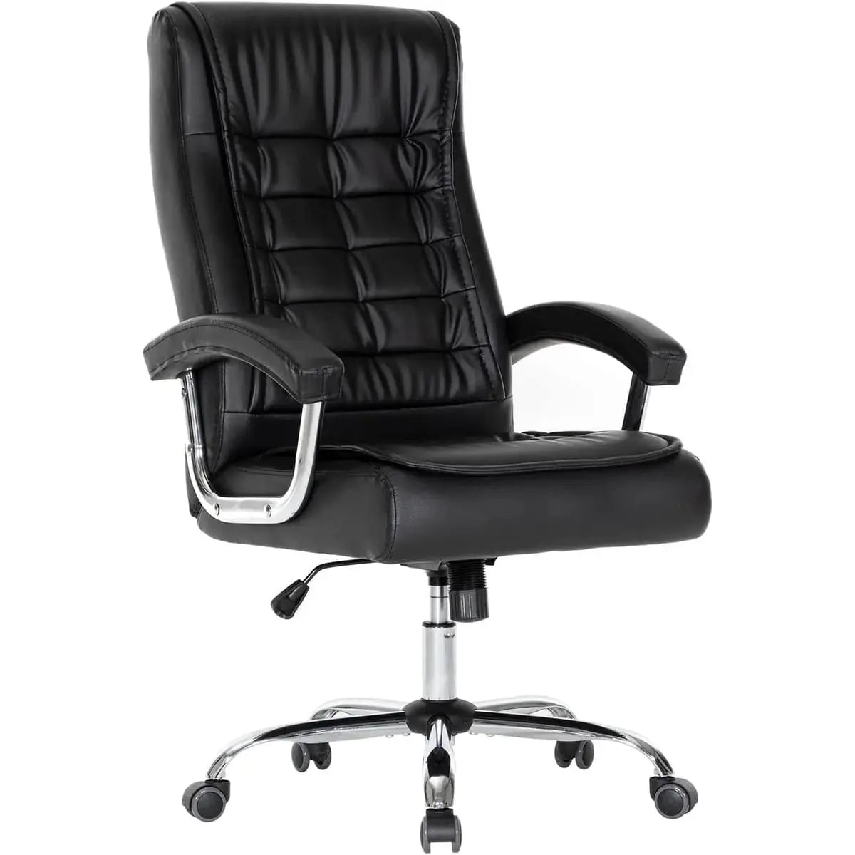 Executive Office Chair Adjustable Leather Chair High Back Swivel Office Desk Chair with Padded Armrest 350Lbs Load-Bearing Spring Seat Computer Desk Chair for Home Office, Brown