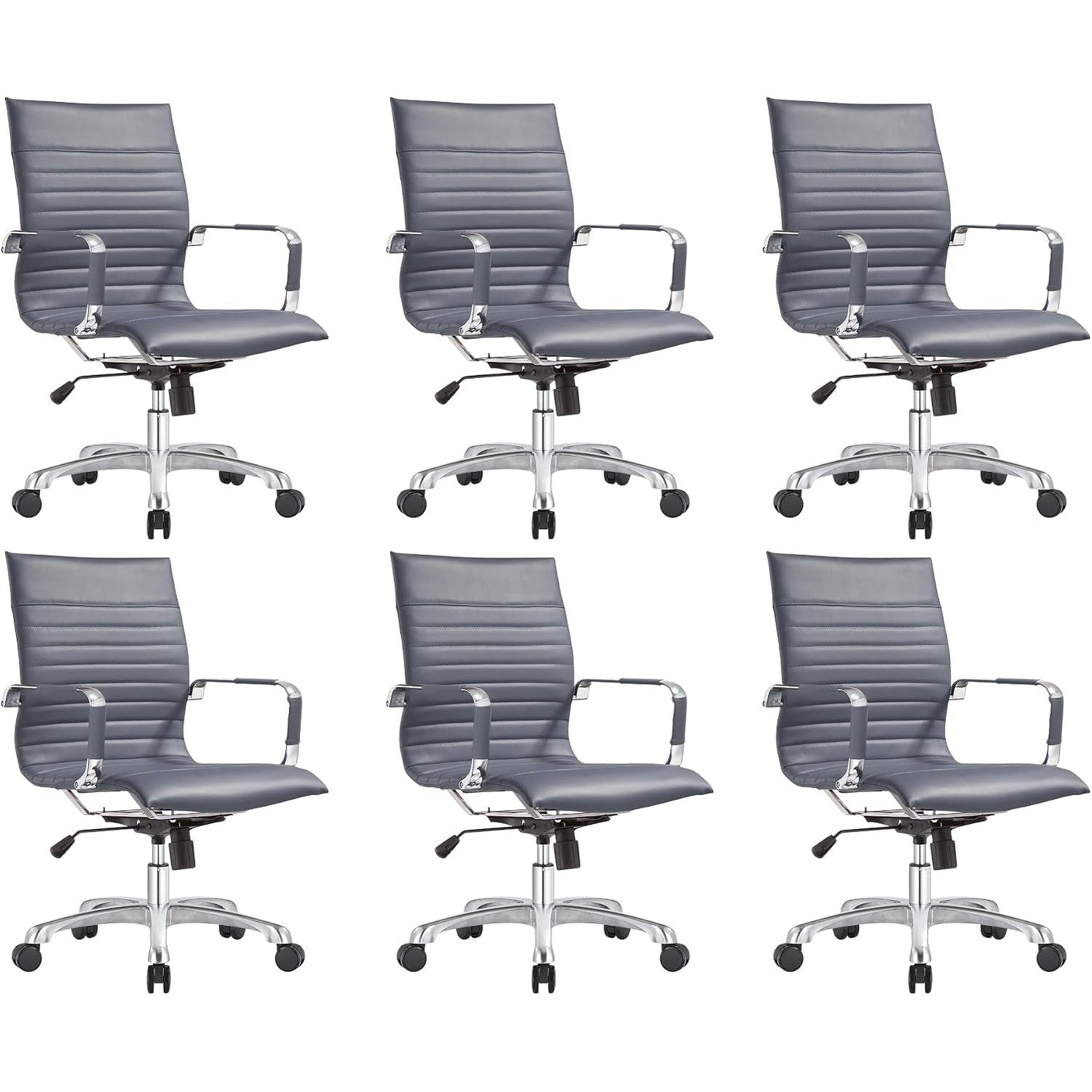 Leisuremod Ergonomic Executive Office Chair with Lumbar Support – Adjustable Leather Swivel Desk Chair, High Back Computer Chair Home & Office with Rolling Wheels & Chrome Base