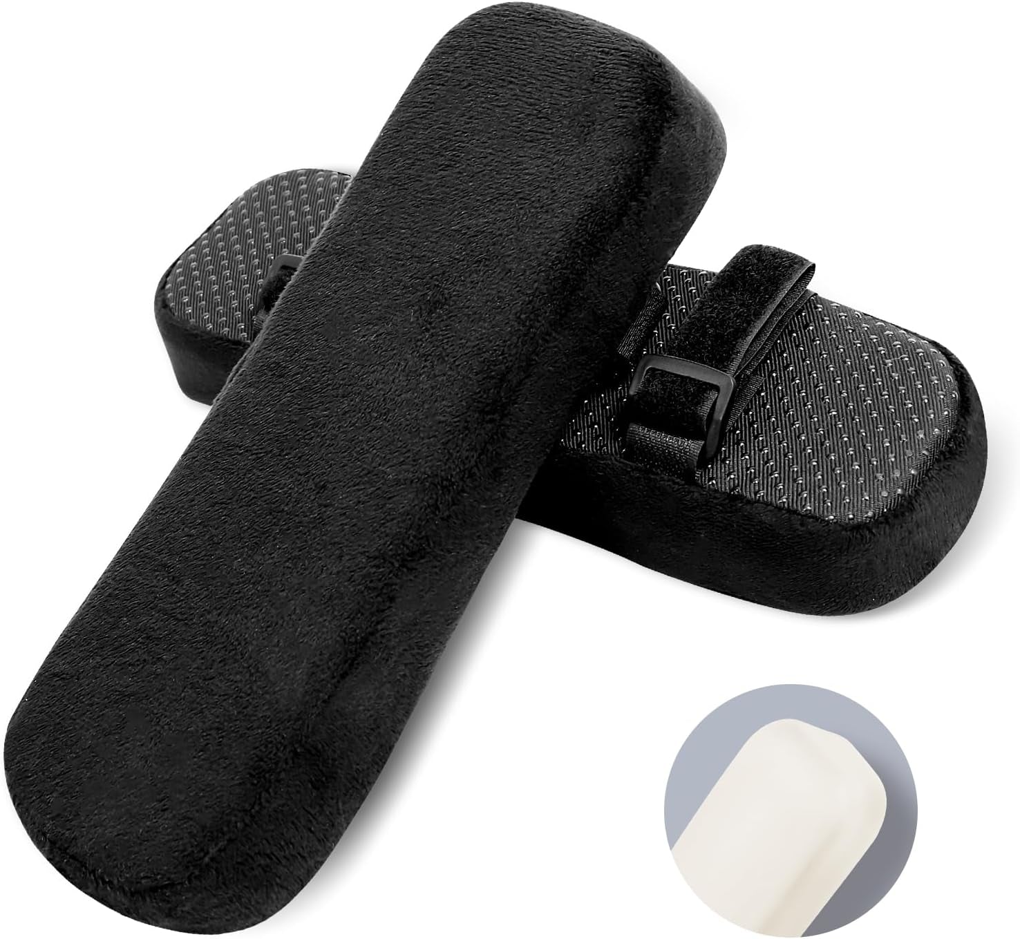 ZNCMRR 2 Pack Office Chair Armrest Pads Covers with Memory Foam(Blue) | Adjustable Elbow Pillow for Forearm Pressure Relief, Arm Rest Covers for Office Chairs, Wheelchair, Comfy Gaming Chair