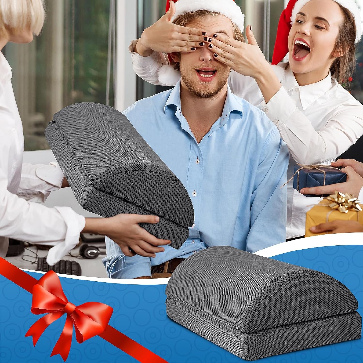 Cushzone Foot Rest for under Desk at Work, Grey | 2-Height Adjustable Foot Stool for Office and Home, Office Desk Accessories, Ergonomic Foot Support