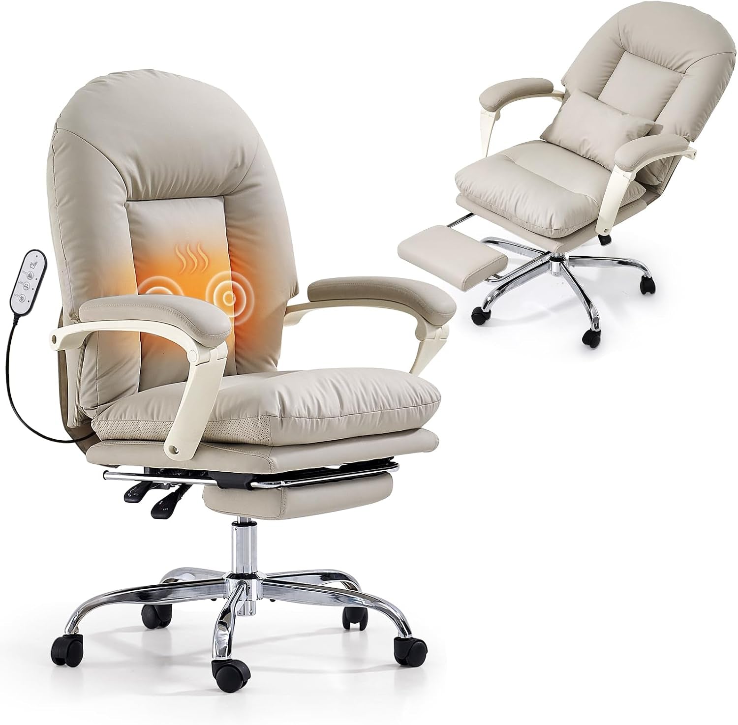 EMIAH Office Chair with Foot Rest Reclining Desk Chair Comfy, PU Leather