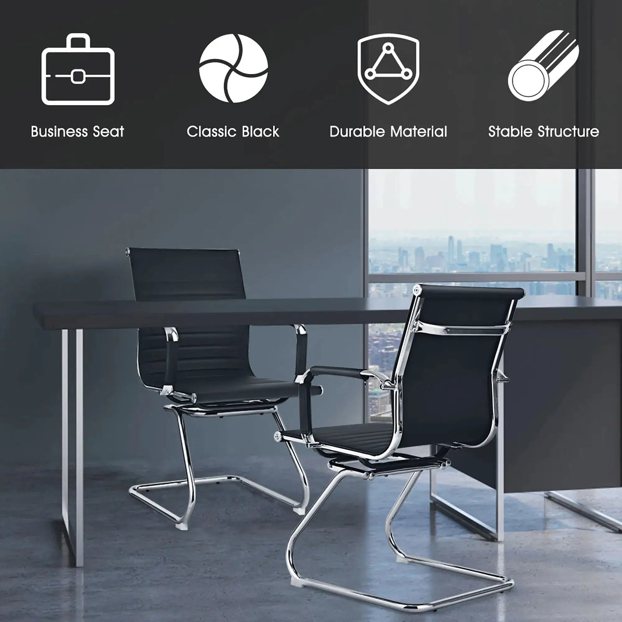 Costway Set of 2 Office Waiting Room Chairs for Reception Conference