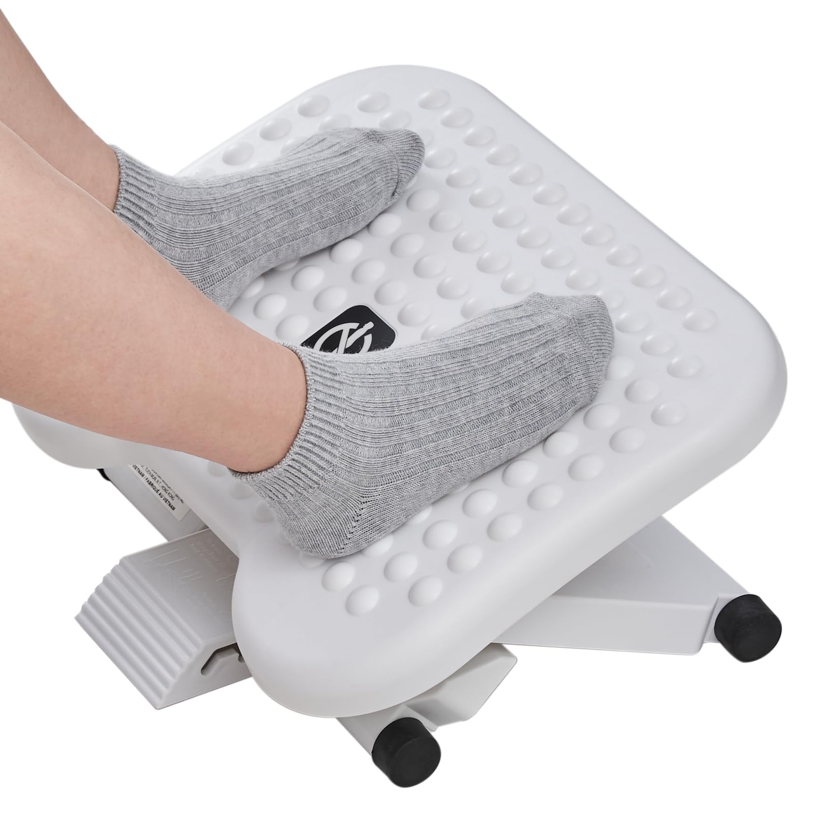 Adjustable Desk Footrest, Foot Rest for Under Desk at Work with Massage, Adjustable Foot Stool with 3 Height Position & 30 Degree Tilt Angle Adjustment for Home, Office
