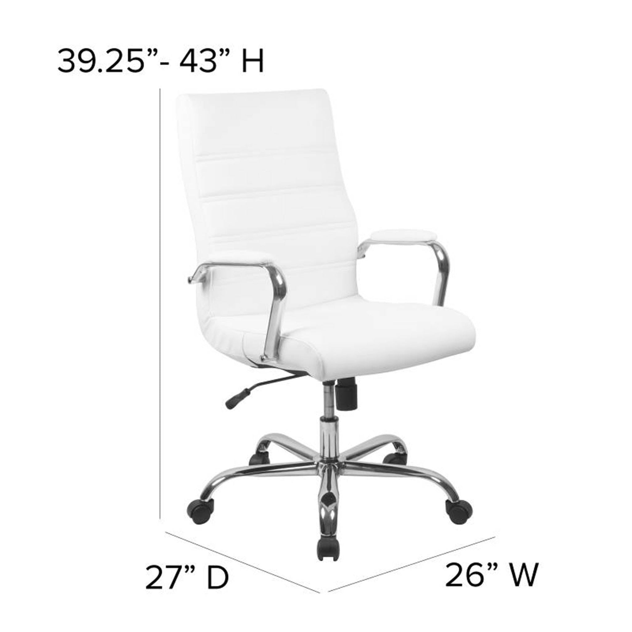 Whitney High Back White LeatherSoft Executive Office Chair with Chrome Frame