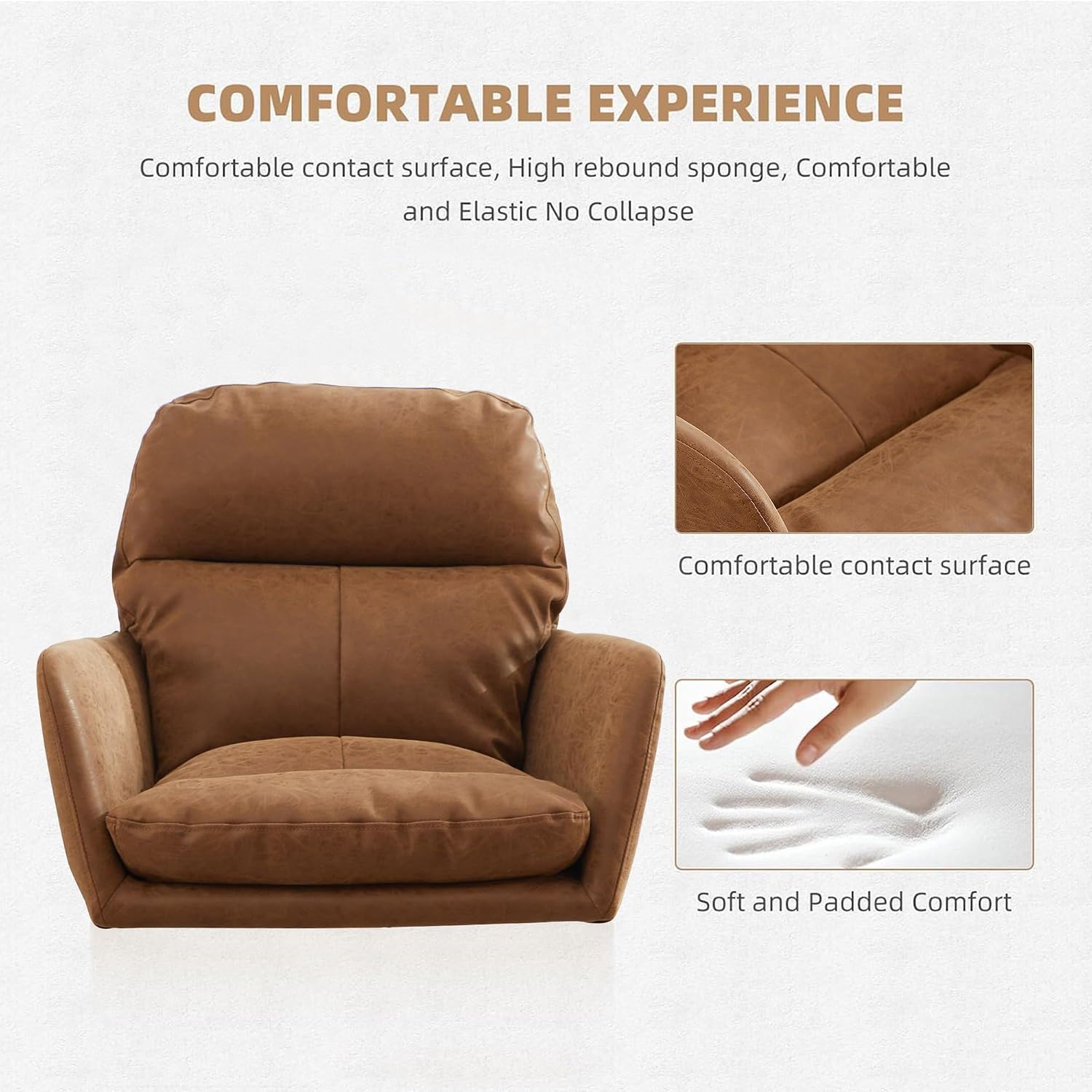 Brown PU Leather Office Chair, Adjustable Height