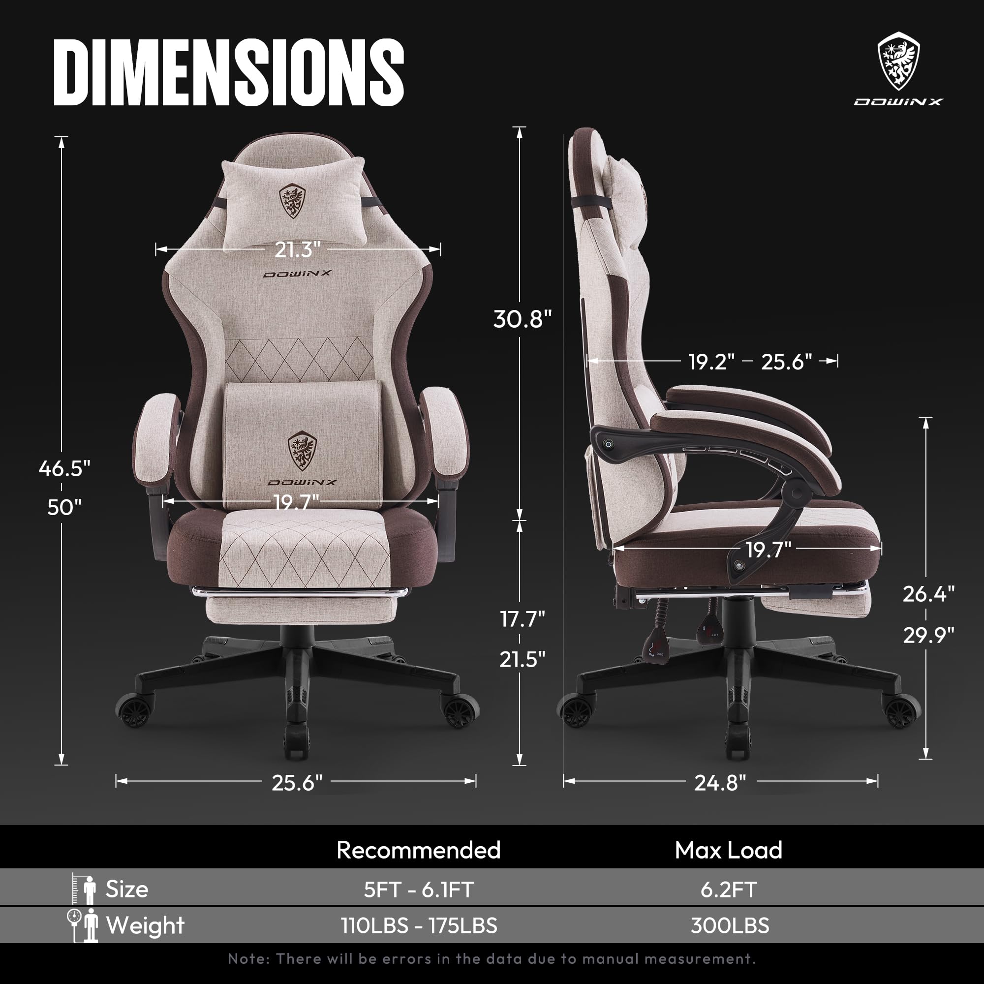 Dowinx High Back Ergonomic Gaming Chair with Massage and Footrest, Beige