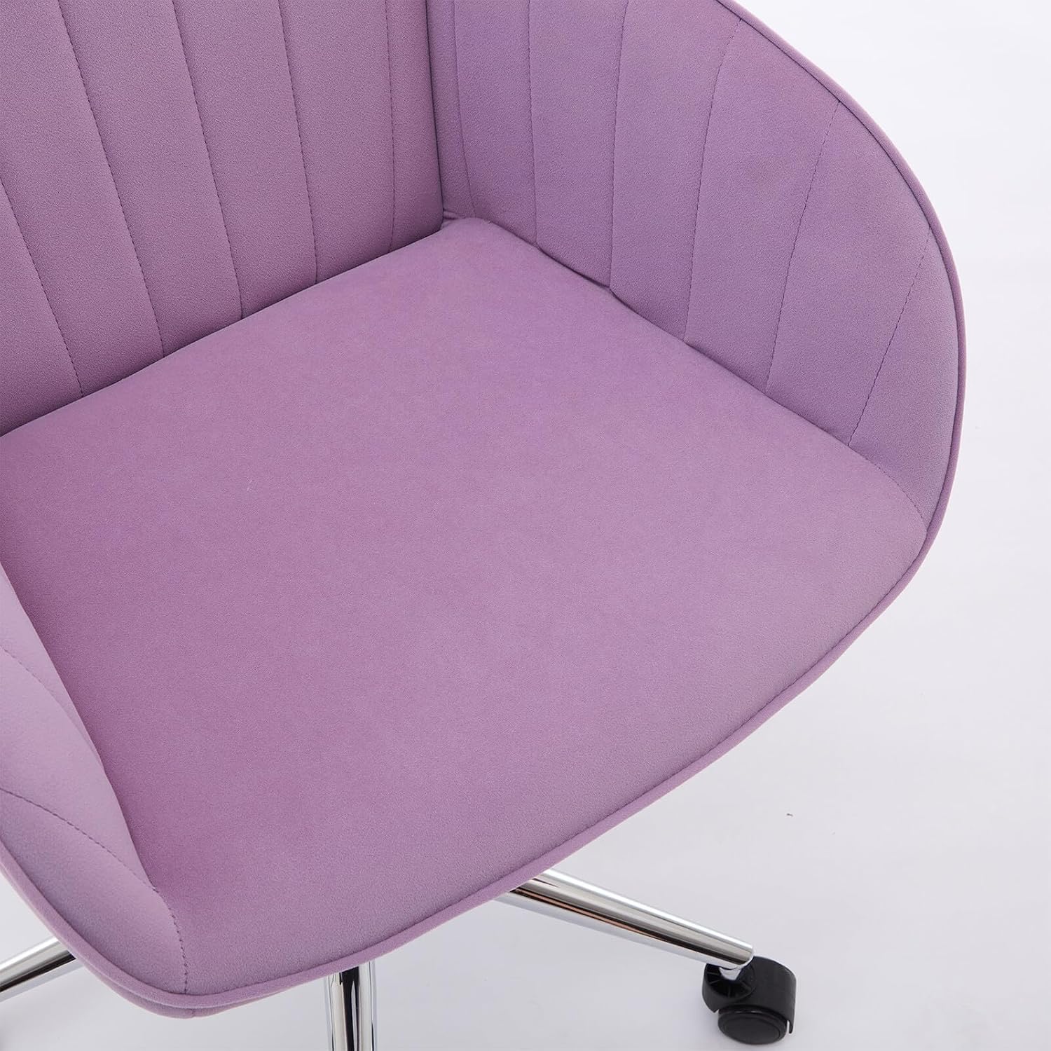 Lilac Velvet Office Chair, Ergonomic Adjustable Swivel Desk Chair with Silver Base and Comfortable Backrest for Home and Bedroom - Platinum-Level Office Chairs
