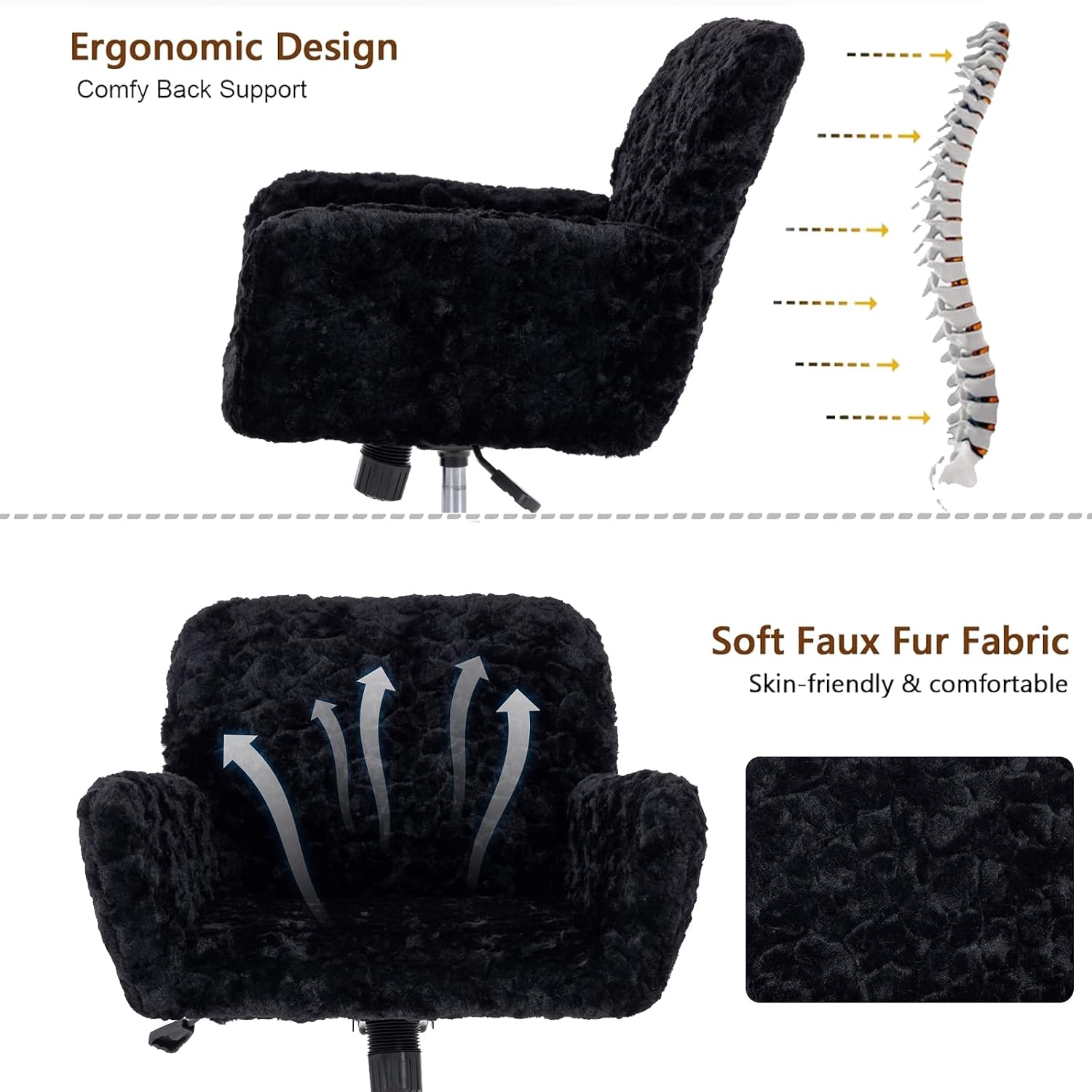 Luxurious Black Velvet Office Chair with Gold Metal Base - Platinum-Level Office Chairs