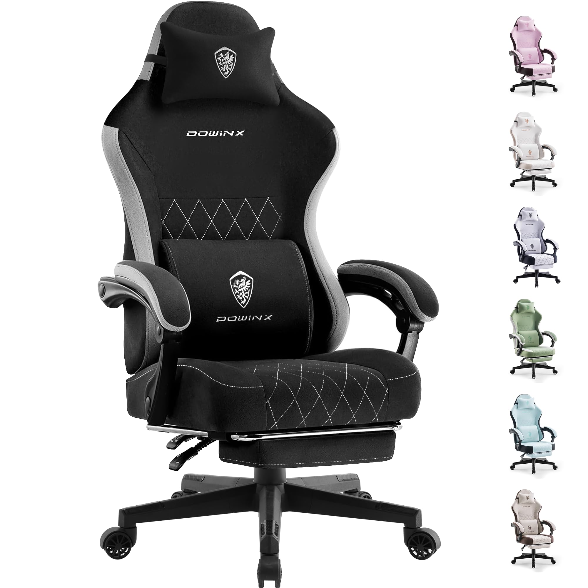 Dowinx Gaming Chair with Pocket Spring Cushion, High Back Ergonomic 360° Swivel Chair for Office Gaming, Massage Lumbar Support with Footrest for Adults, 300LBS Capacity, Beige for Office Gaming Platinum-Level Office Chairs