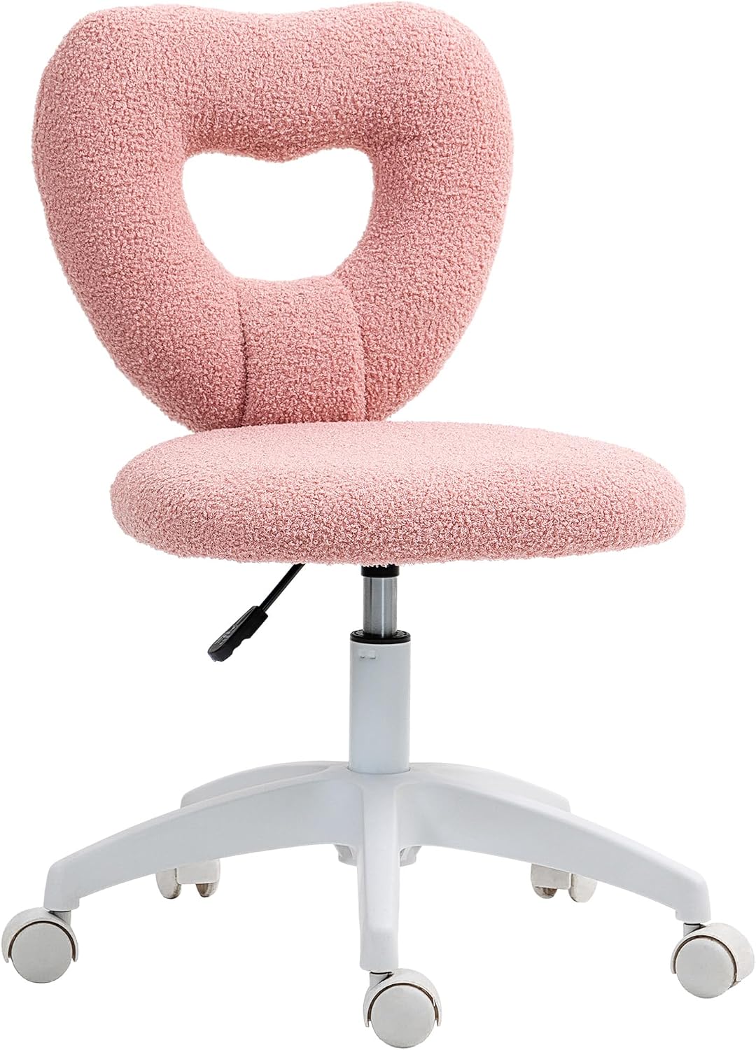 Heart Shaped Office Chair, Swivel Task Chair with Wheels, Pink