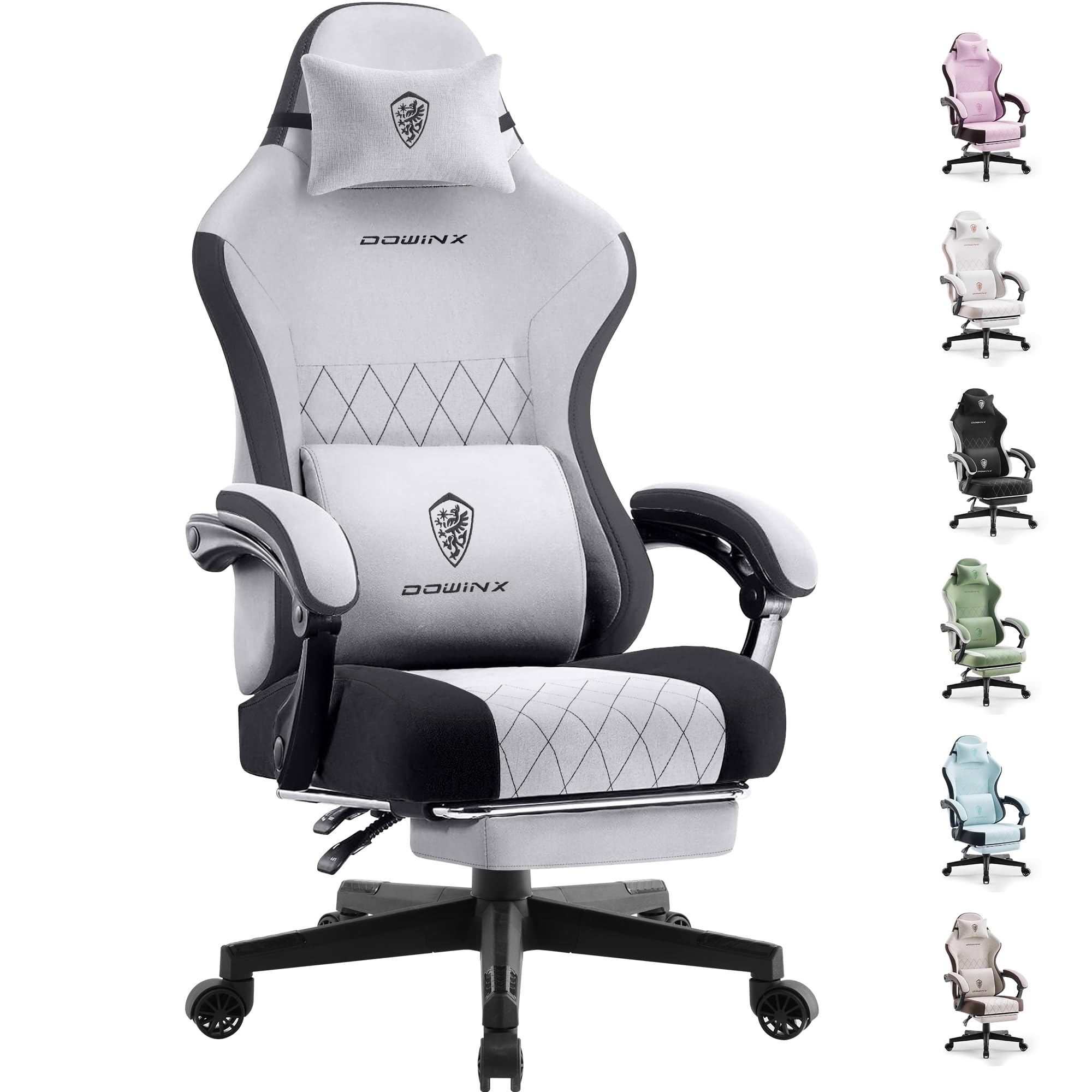 Dowinx Gaming Chair with Pocket Spring Cushion, High Back Ergonomic 360° Swivel Chair for Office Gaming, Massage Lumbar Support with Footrest for Adults, 300LBS Capacity, Beige for Office Gaming Platinum-Level Office Chairs