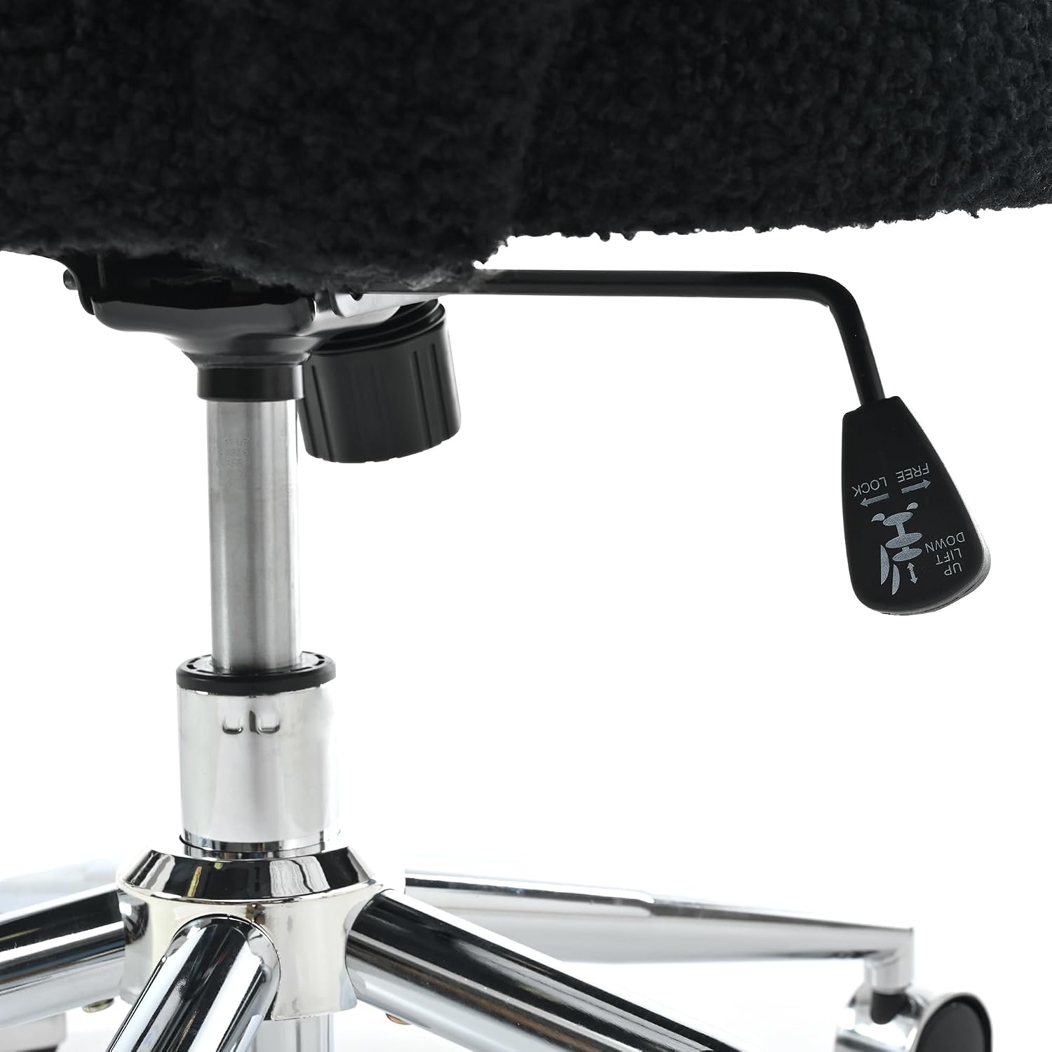 Black teddy fabric swivel vanity chair – view 6
