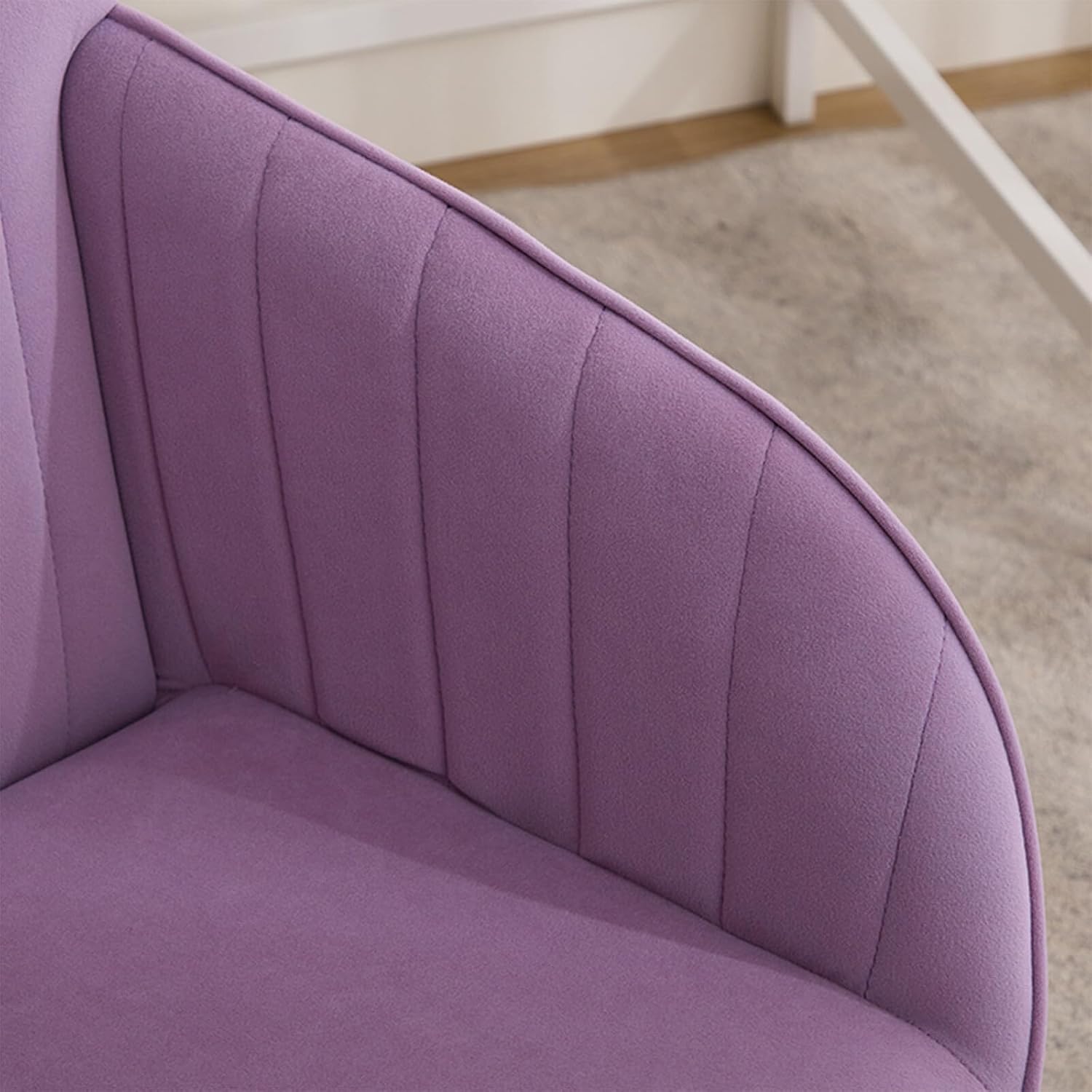 Lilac Velvet Office Chair, Ergonomic Adjustable Swivel Desk Chair with Silver Base and Comfortable Backrest for Home and Bedroom - Platinum-Level Office Chairs