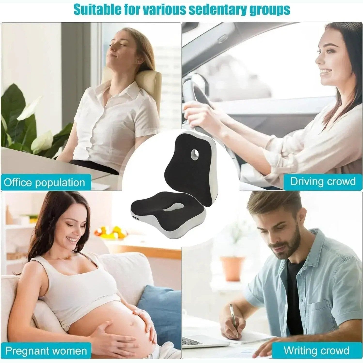 Memory Foam Office Chair Cushion Car Seat Support Waist Pillow Massage Lumbar Orthopedic Pillow Buttock Coccyx Cushion Back Pads by Platinum-Level Office Chairs