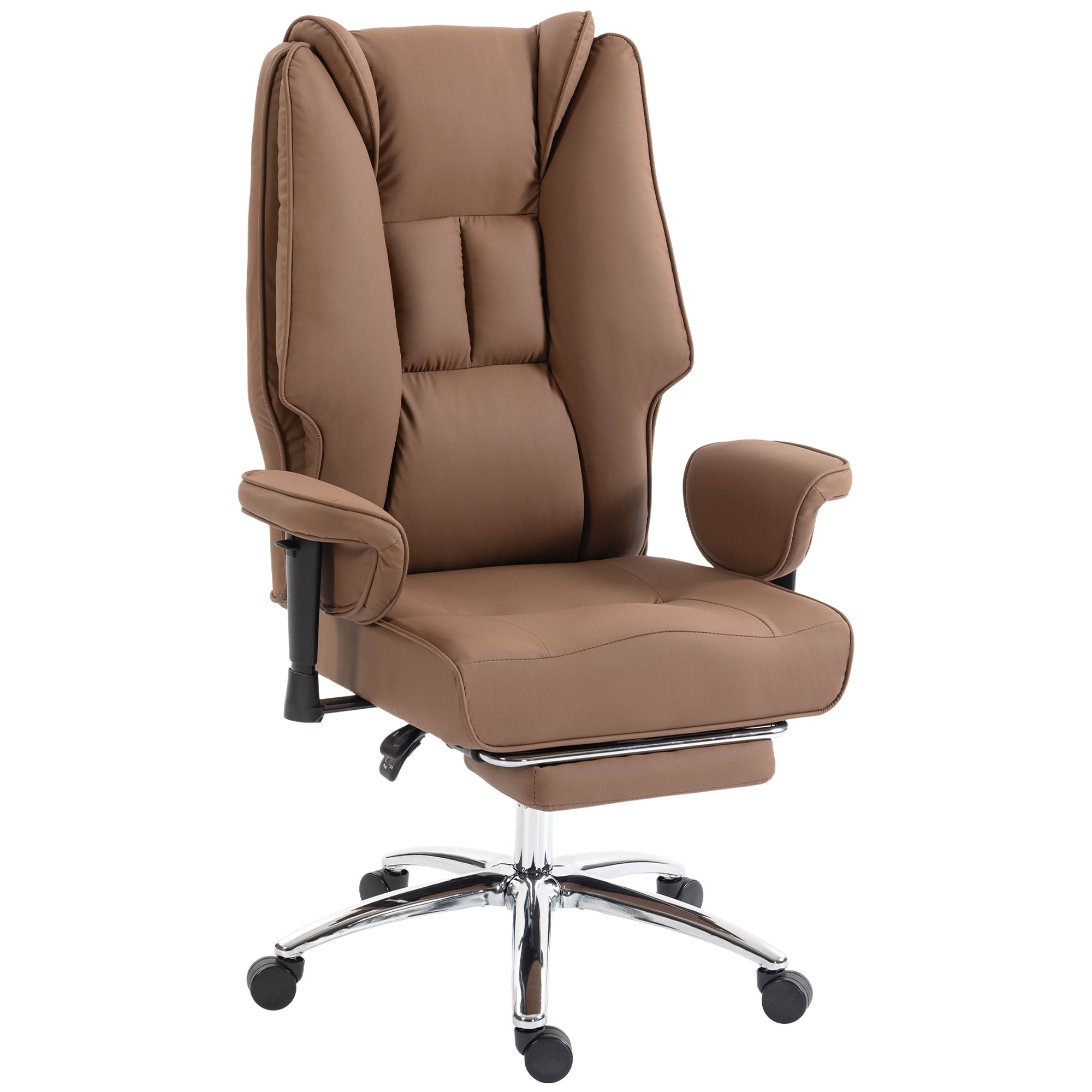Brown Faux Leather Reclining Executive Office Chair