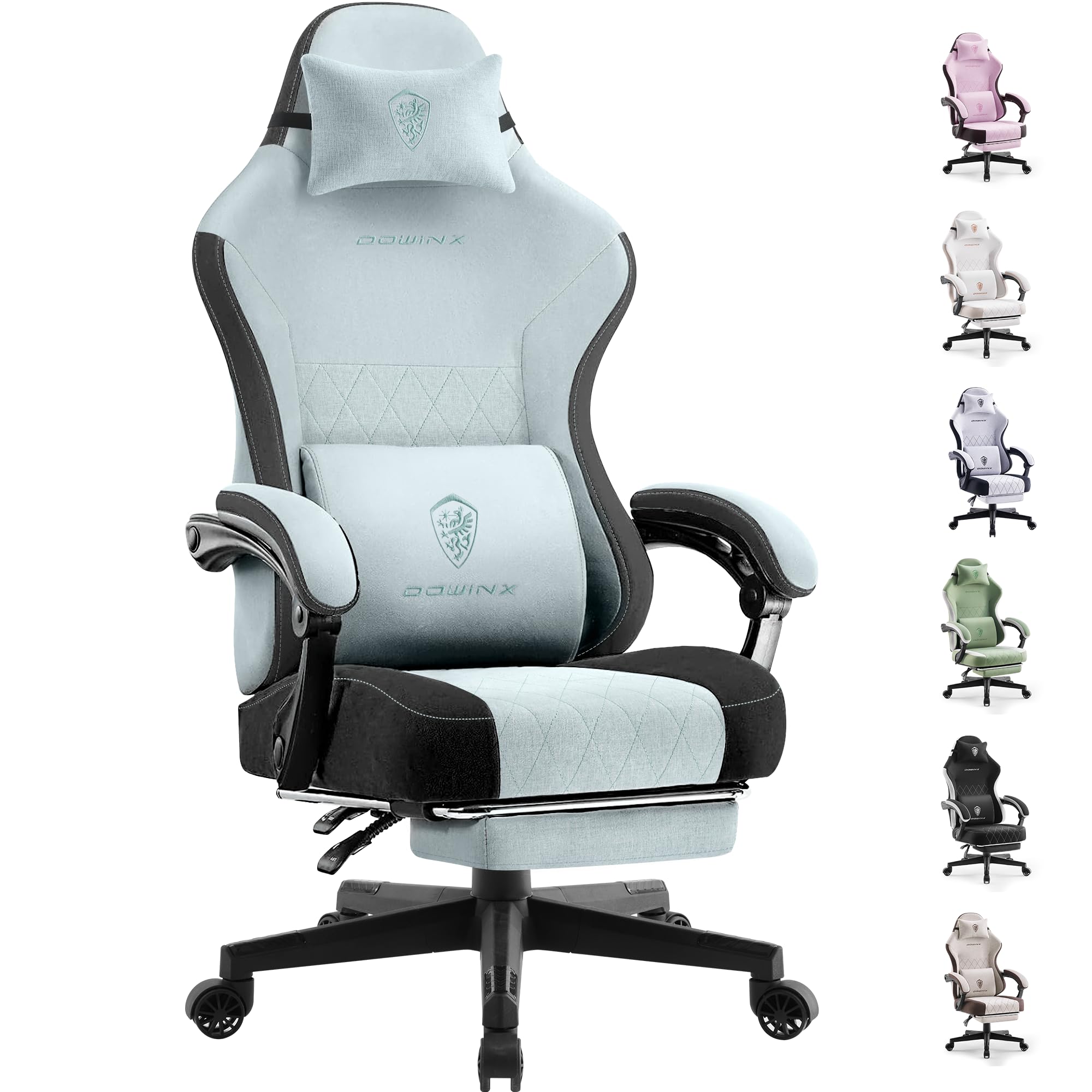 Dowinx Gaming Chair with Pocket Spring Cushion, High Back Ergonomic 360° Swivel Chair for Office Gaming, Massage Lumbar Support with Footrest for Adults, 300LBS Capacity, Beige for Office Gaming Platinum-Level Office Chairs