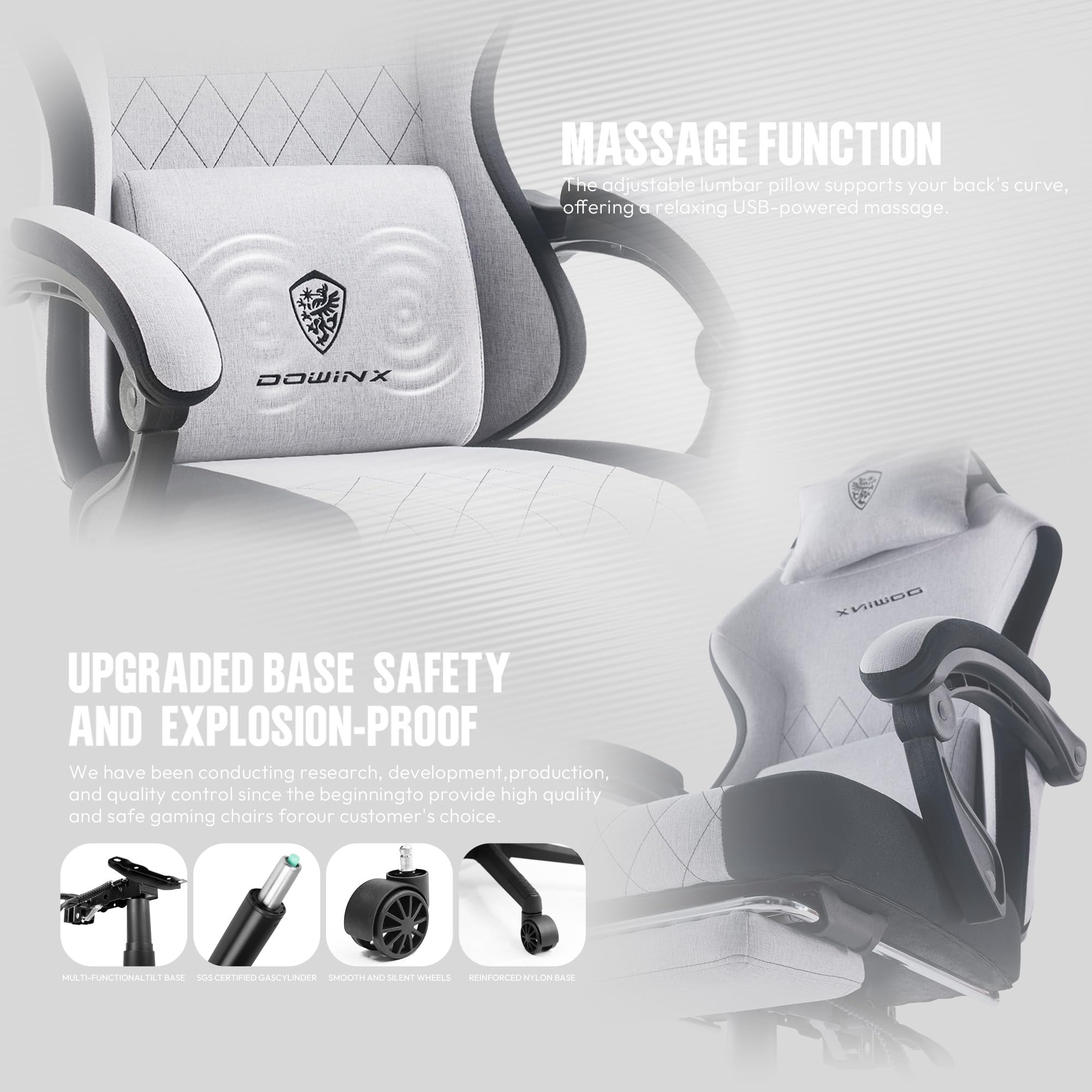 Dowinx Gaming Chair with Pocket Spring Cushion, High Back Ergonomic 360° Swivel Chair for Office Gaming, Massage Lumbar Support with Footrest for Adults, 300LBS Capacity, Beige for Office Gaming Platinum-Level Office Chairs