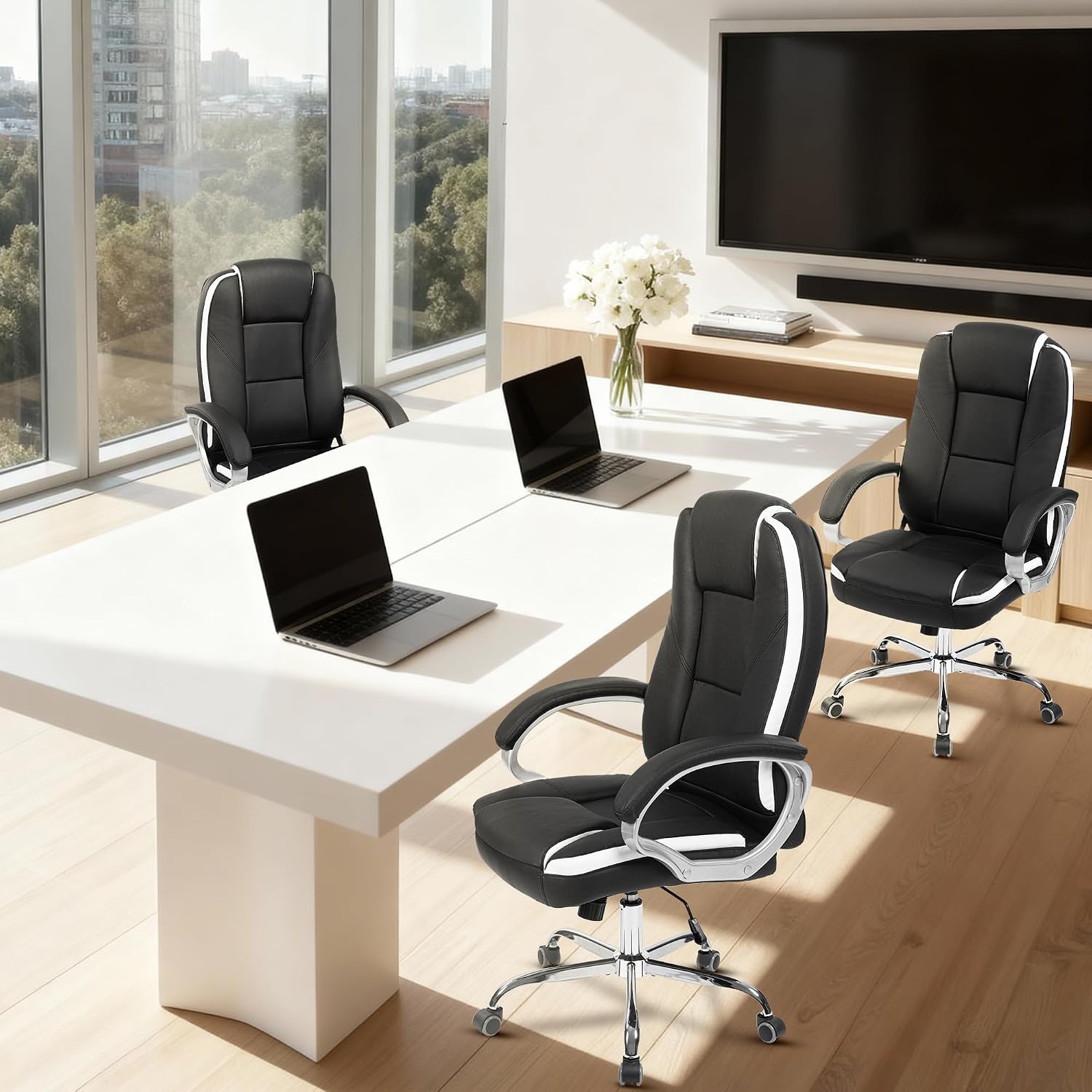 Black PU Leather Ergonomic Executive Office Chair - Platinum-Level Office Chairs