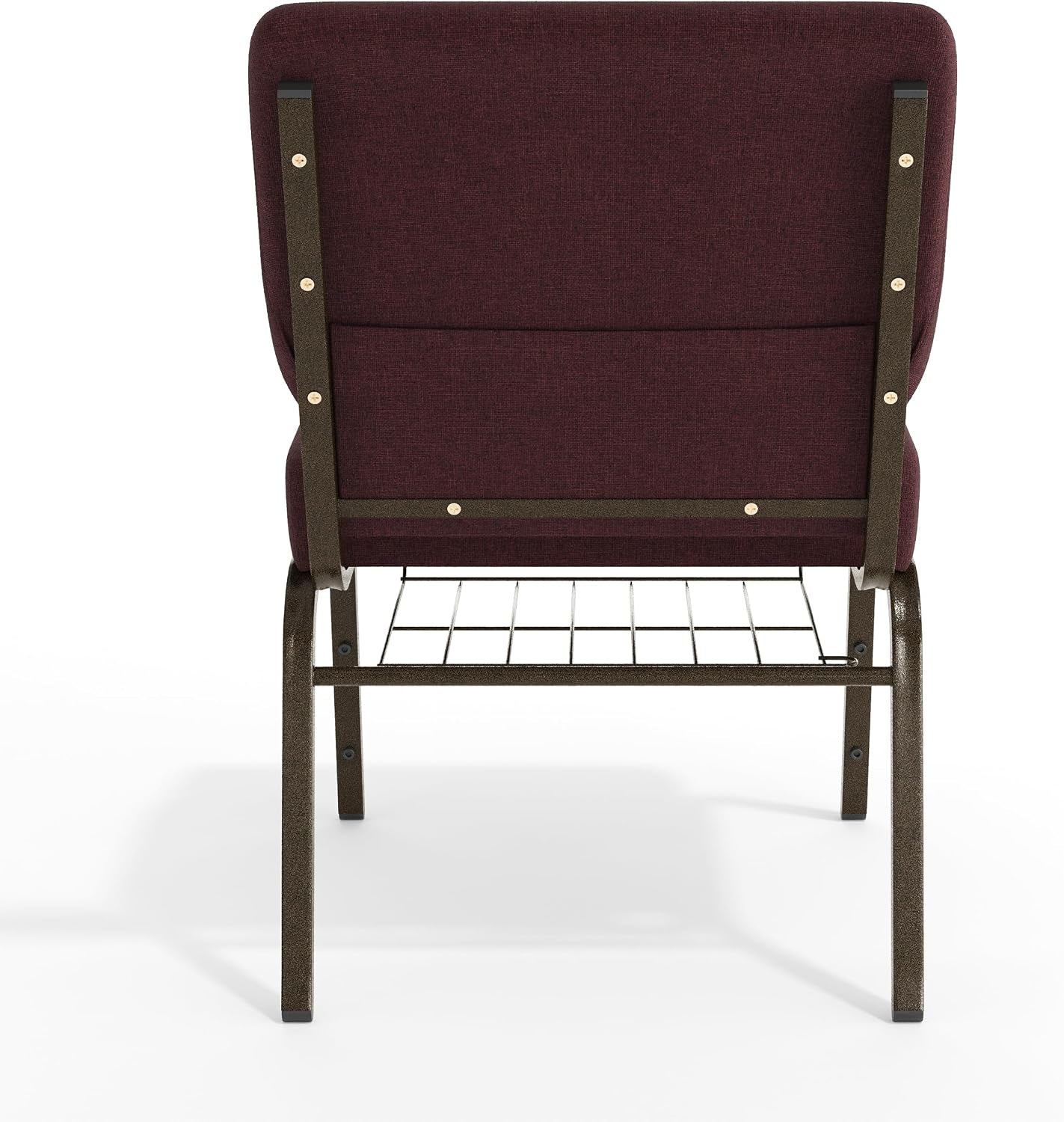 Flash Furniture HERCULES Series 21''W Church Chair in Plum Fabric with Cup Book Rack - Gold Vein Frame