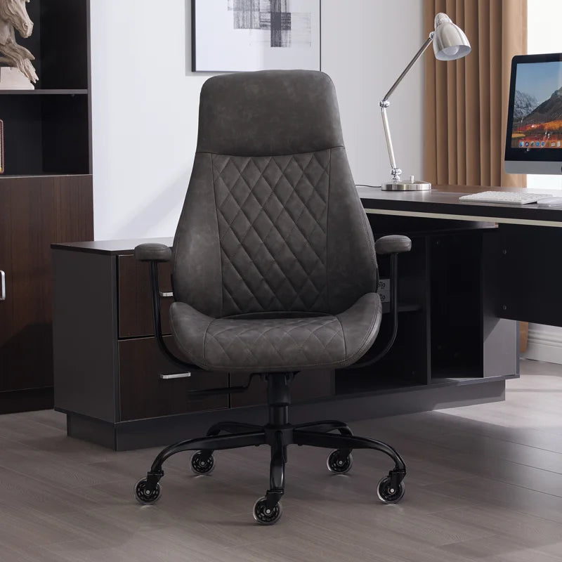 Diamond Quilted PU Leather Office Chair with Premium Durable Construction, Slient Wheels, Easy Assembly