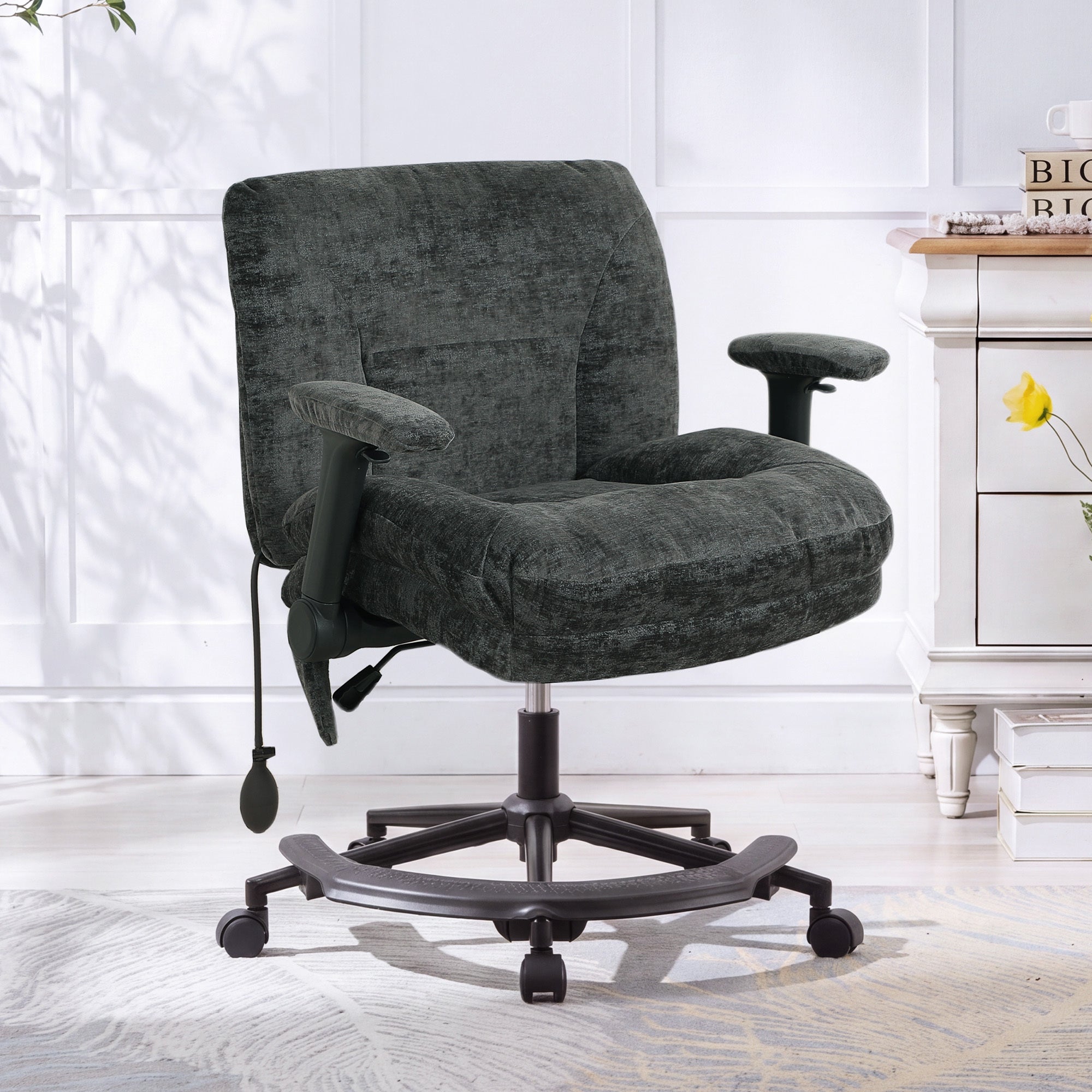 Black Chenille Criss Cross Office Chair with Lumbar Support