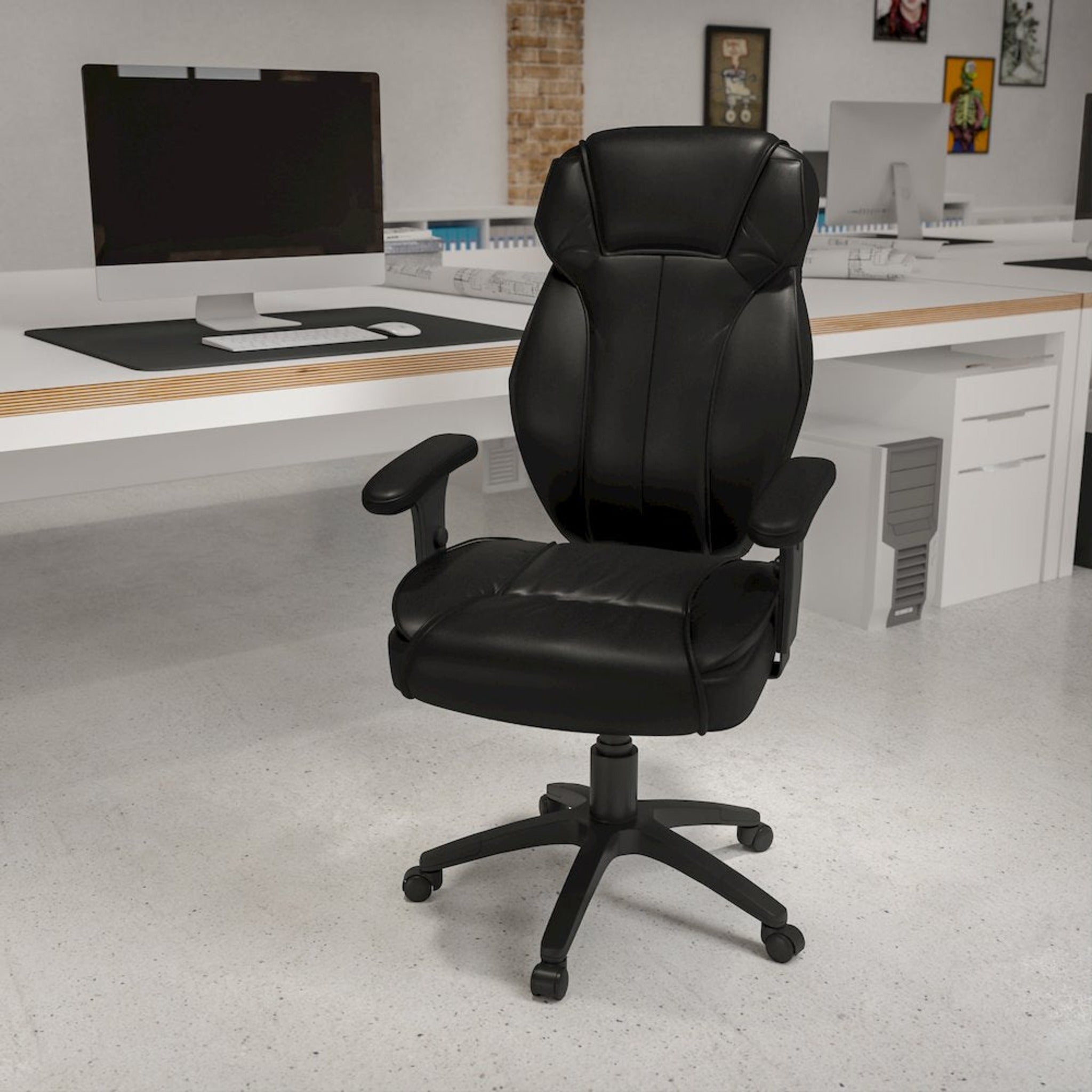 High Back Black LeatherSoft Multifunction Executive Swivel Office Chair