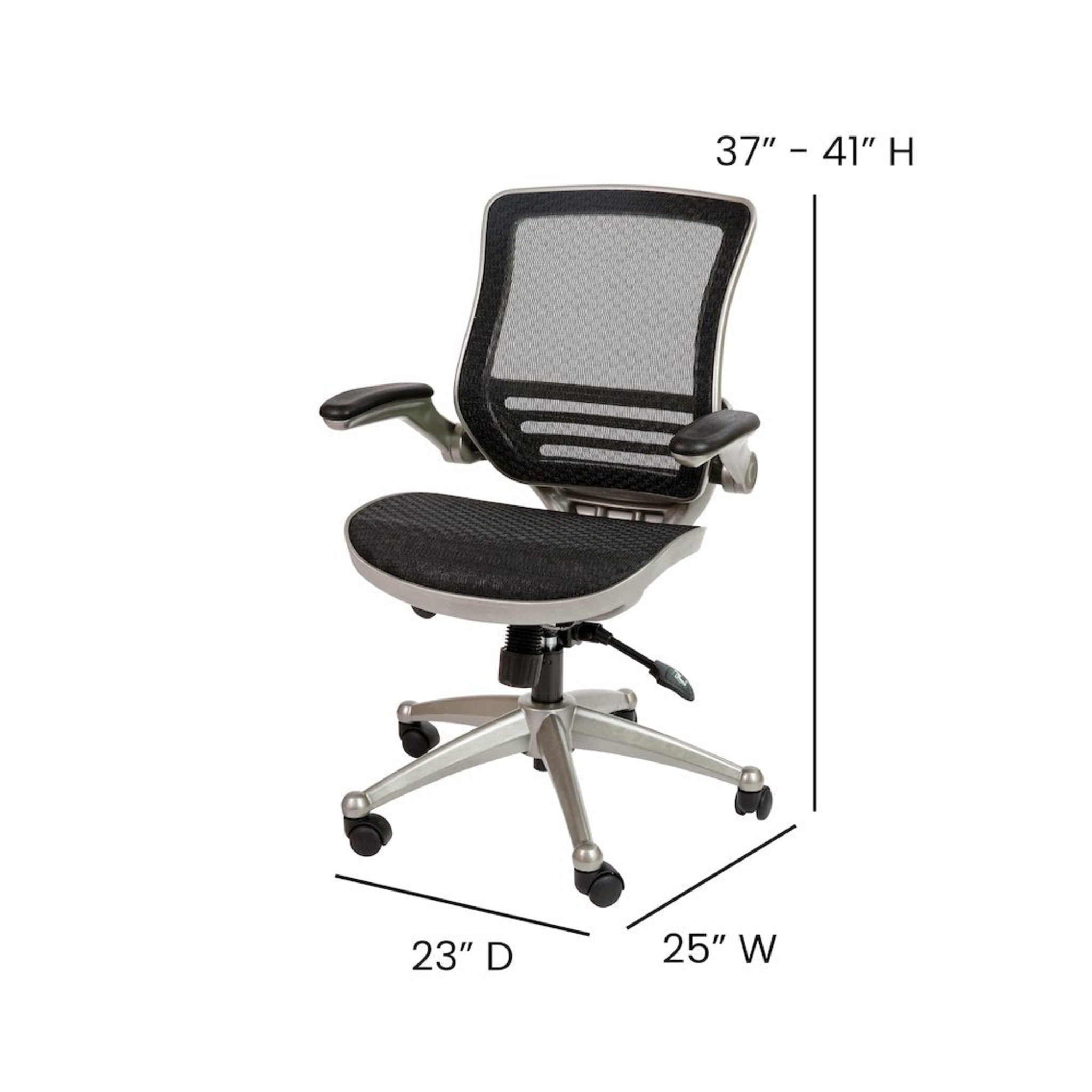 Mid-Back Black Mesh Executive Swivel Office Chair with Graphite Silver Frame