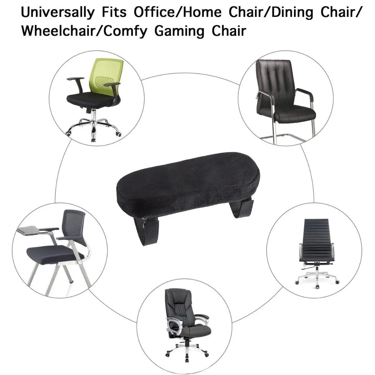 2 Pack Office Chair Armrest Pads Covers Black Arm Rest Covers for Office Chairs