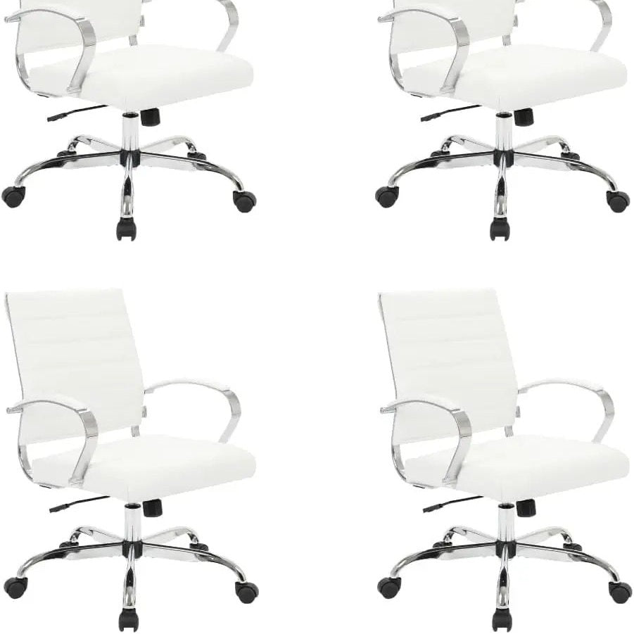 Leisuremod Benmar Leather Office Desk Chair, Mid-Back Ergonomic Swivel Chair with Lumbar Support, Adjustable Height, Tilt Lock, Cushioned Seat & Back, Home Office Task Chair (Tan, Single)