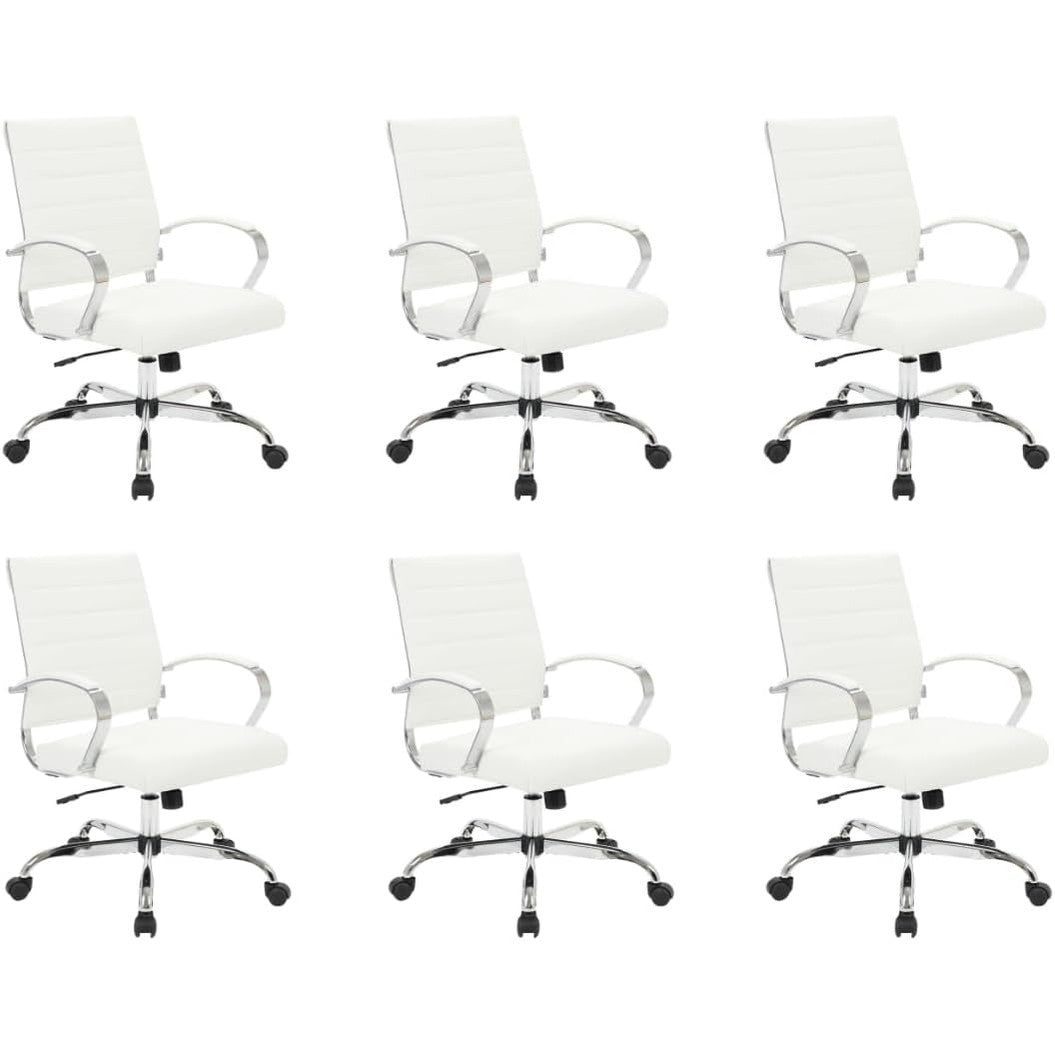 Leisuremod Benmar Leather Office Desk Chair, Mid-Back Ergonomic Swivel Chair with Lumbar Support, Adjustable Height, Tilt Lock, Cushioned Seat & Back, Home Office Task Chair (Tan, Single)