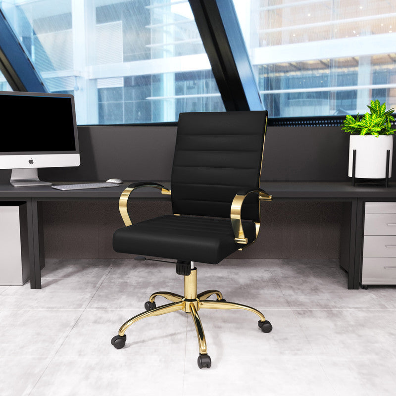 Benmar black leather office chairs – view 2
