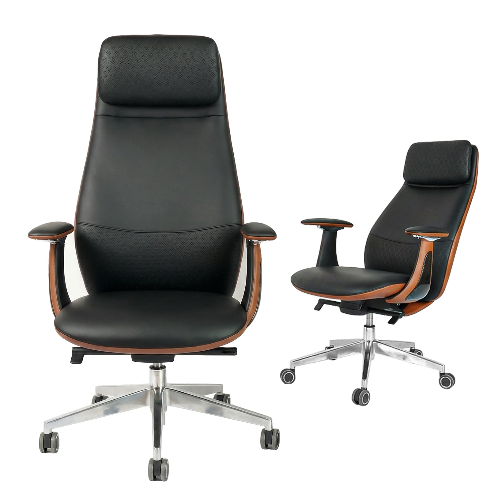 FurniBaron Dark Brown Leather High Back Office Chair 400lbs - Platinum-Level Office Chairs