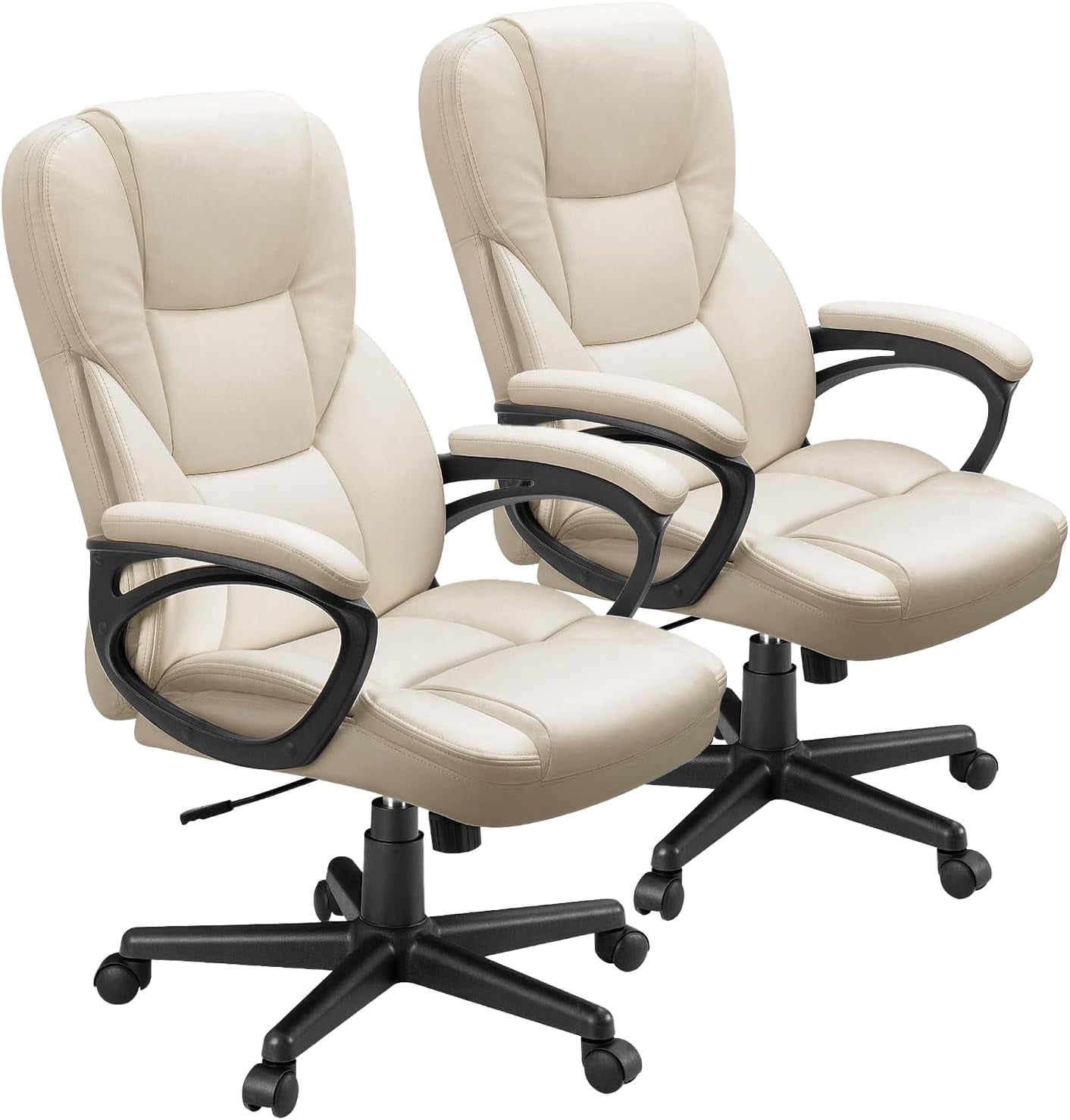 Furmax Office Executive Chair High Back Adjustable Managerial Home Desk Chair, Swivel Computer PU Leather Chair with Lumbar Support (1, Black)