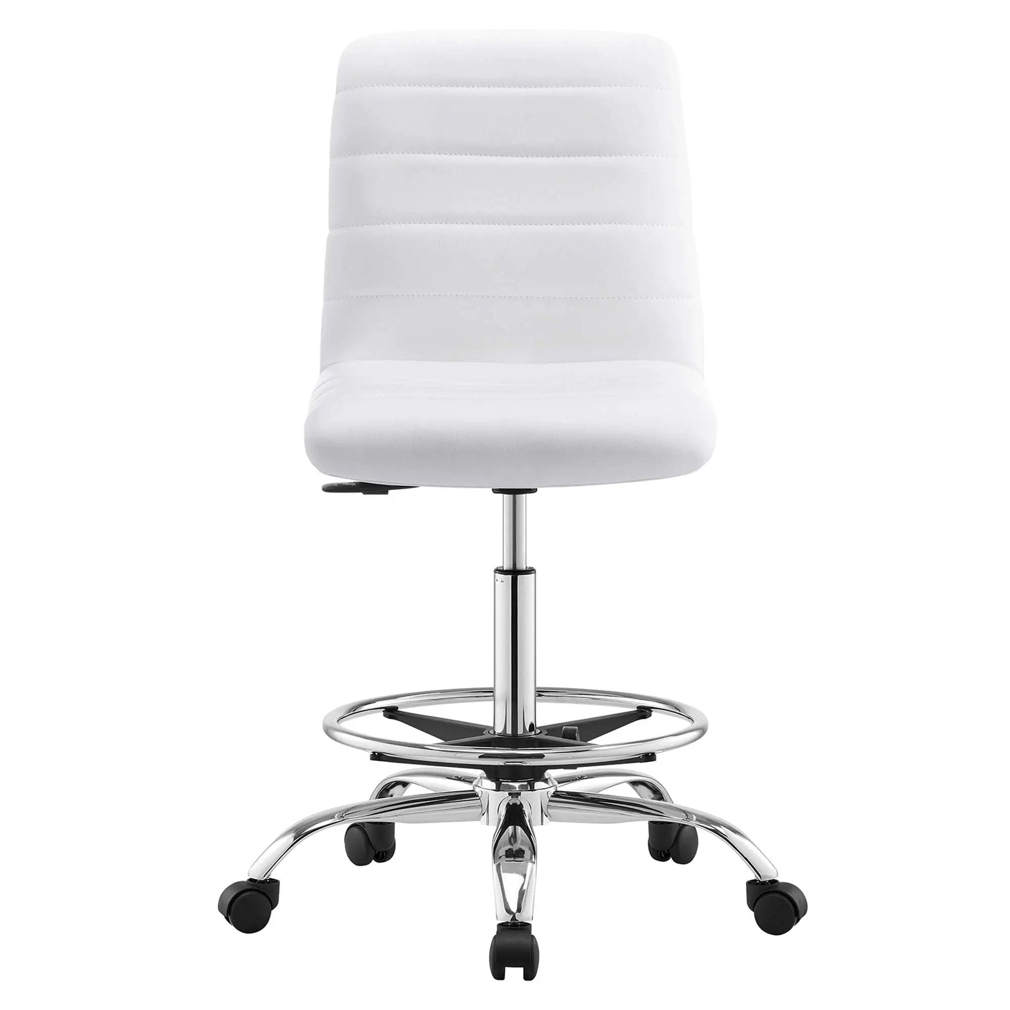Drafting Chair Vegan Leather Armless Adjustable Stool