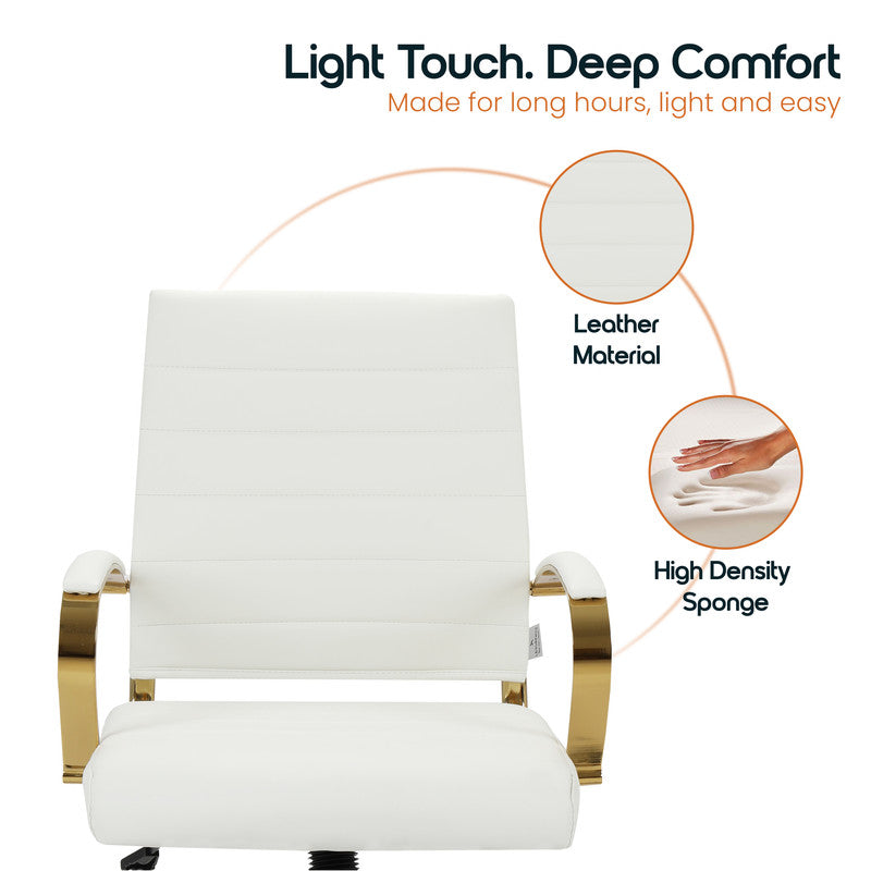Benmar white leather office chairs – view 3