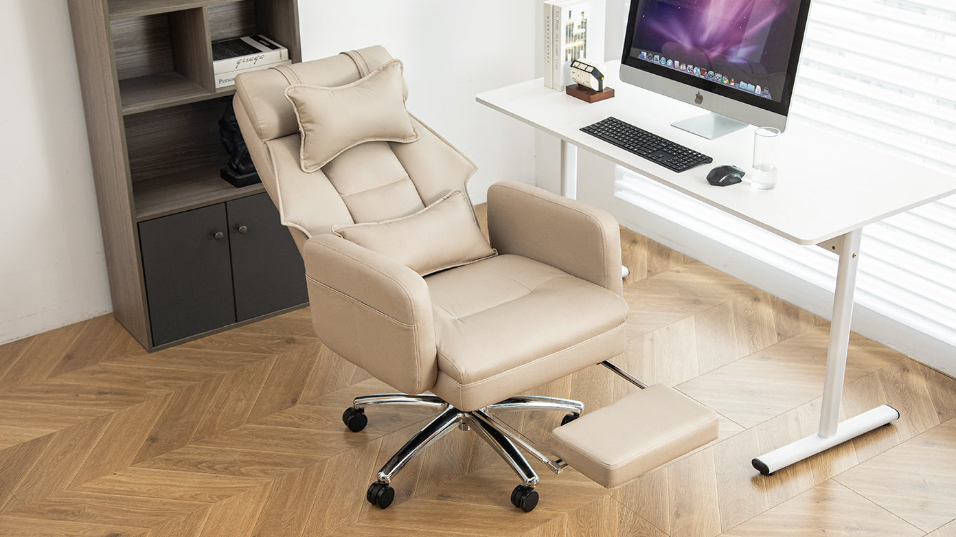 Beige tech leather office chair – view 4