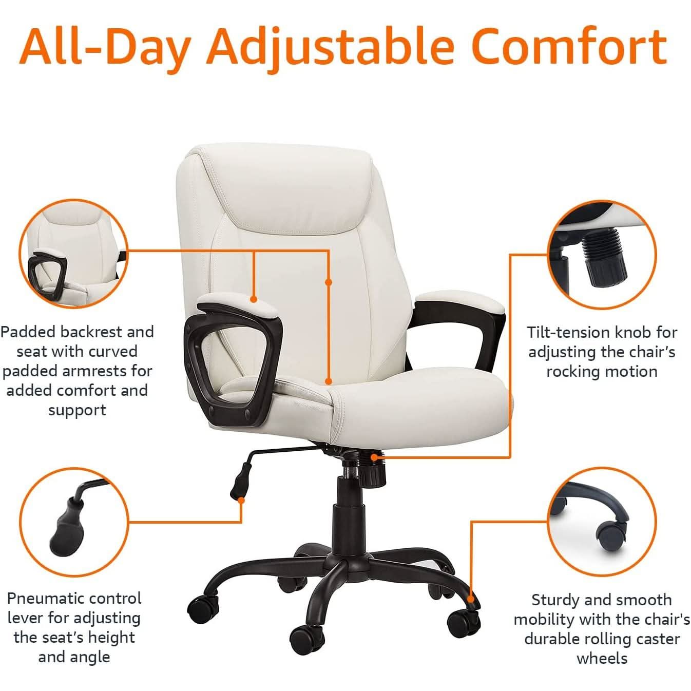Cream Puresoft PU Leather Office Chair with Padded Arms - Platinum-Level Office Chairs