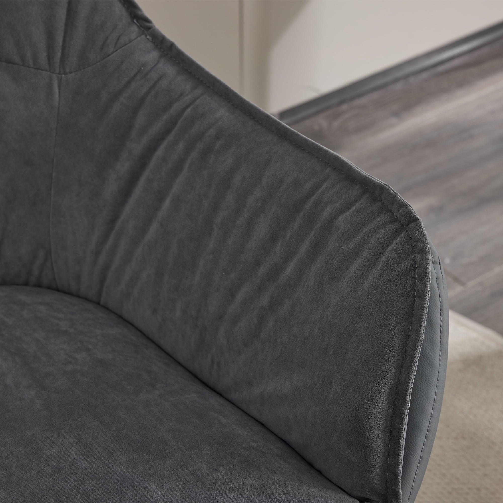 Grey Faux Leather Office Chair, Modern High Back Executive Chair