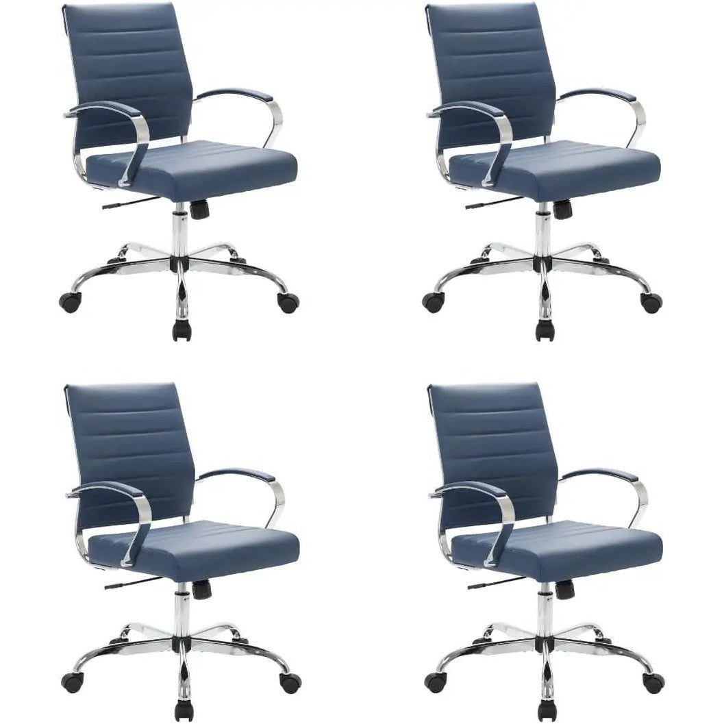 Leisuremod Benmar Leather Office Desk Chair, Mid-Back Ergonomic Swivel Chair with Lumbar Support, Adjustable Height, Tilt Lock, Cushioned Seat & Back, Home Office Task Chair (Tan, Single)