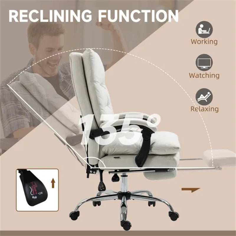 Cream white microfiber massage office chair – view 6